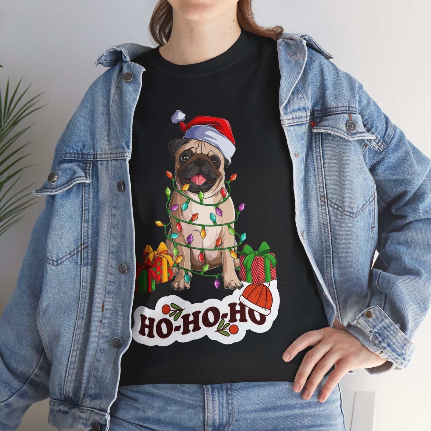 Cute Christmas Dog Shirt with festive pug design for dog lovers.