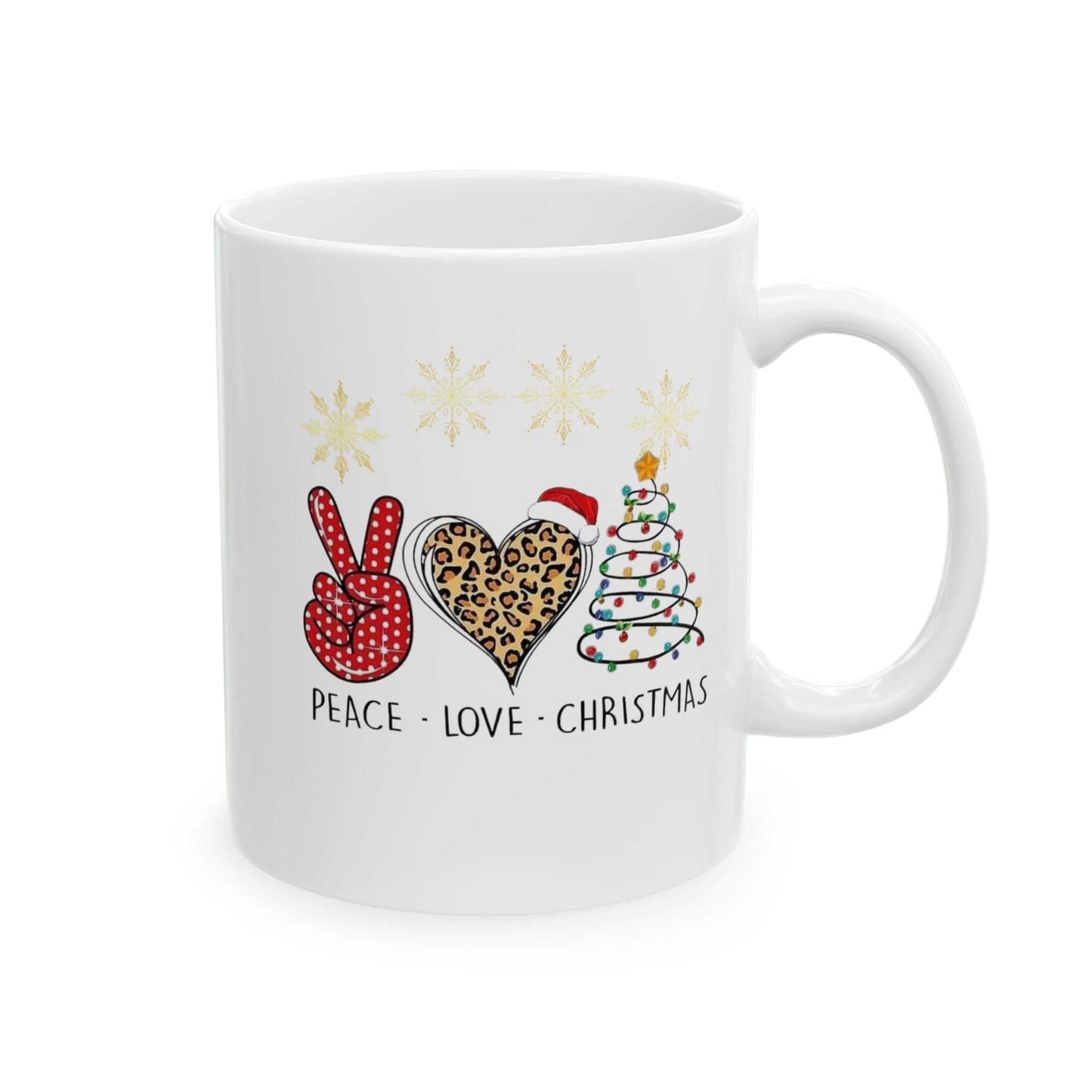 Peace Love Christmas Santa Mug, Funny Christmas Gift for Coffee & Tea Lovers