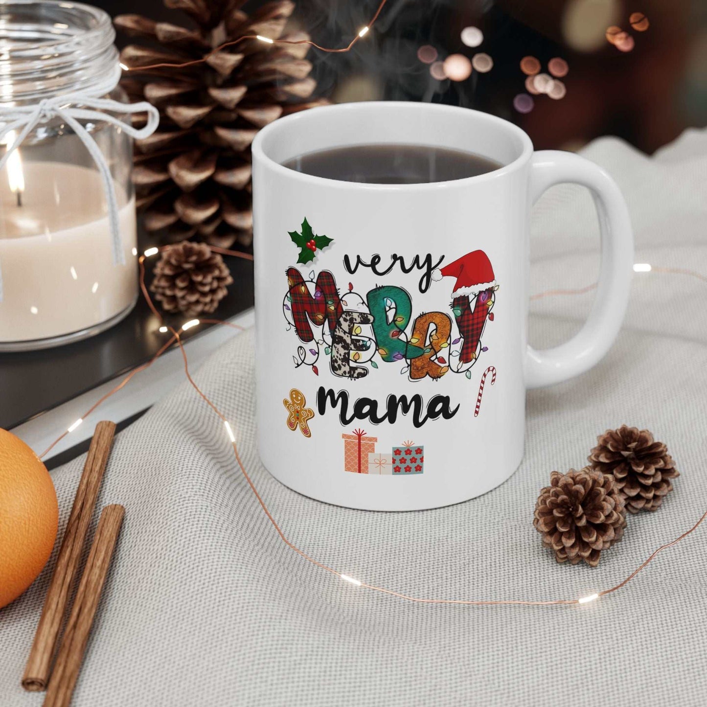 Very Merry Mama Christmas Mugs, Family Matching Gift