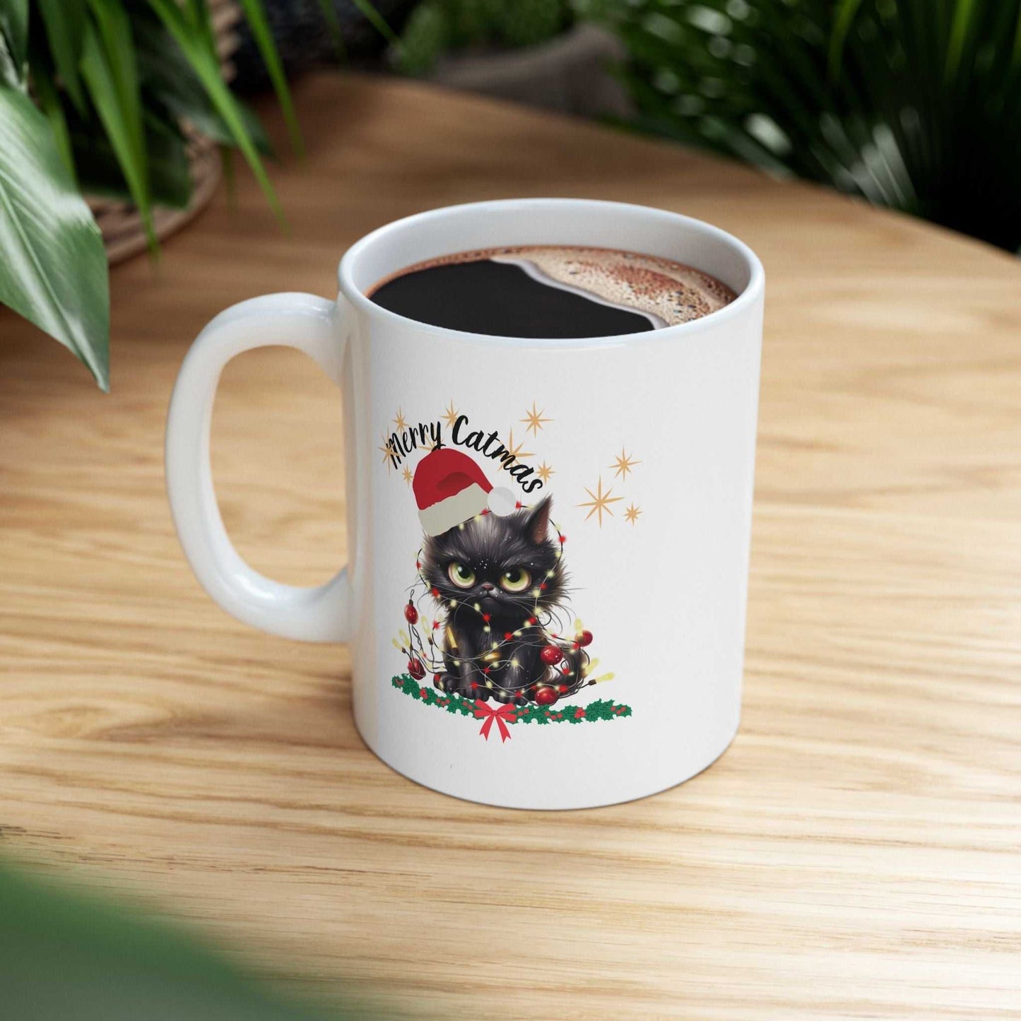 Merry Catmas Christmas Mugs, Cute Cat Christmas Gift
