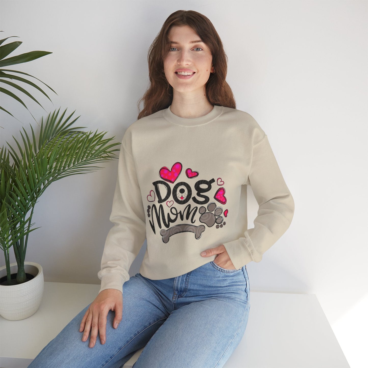 Dog Mom Love Crewneck Sweatshirt - Cozy Gift for Pet Owners