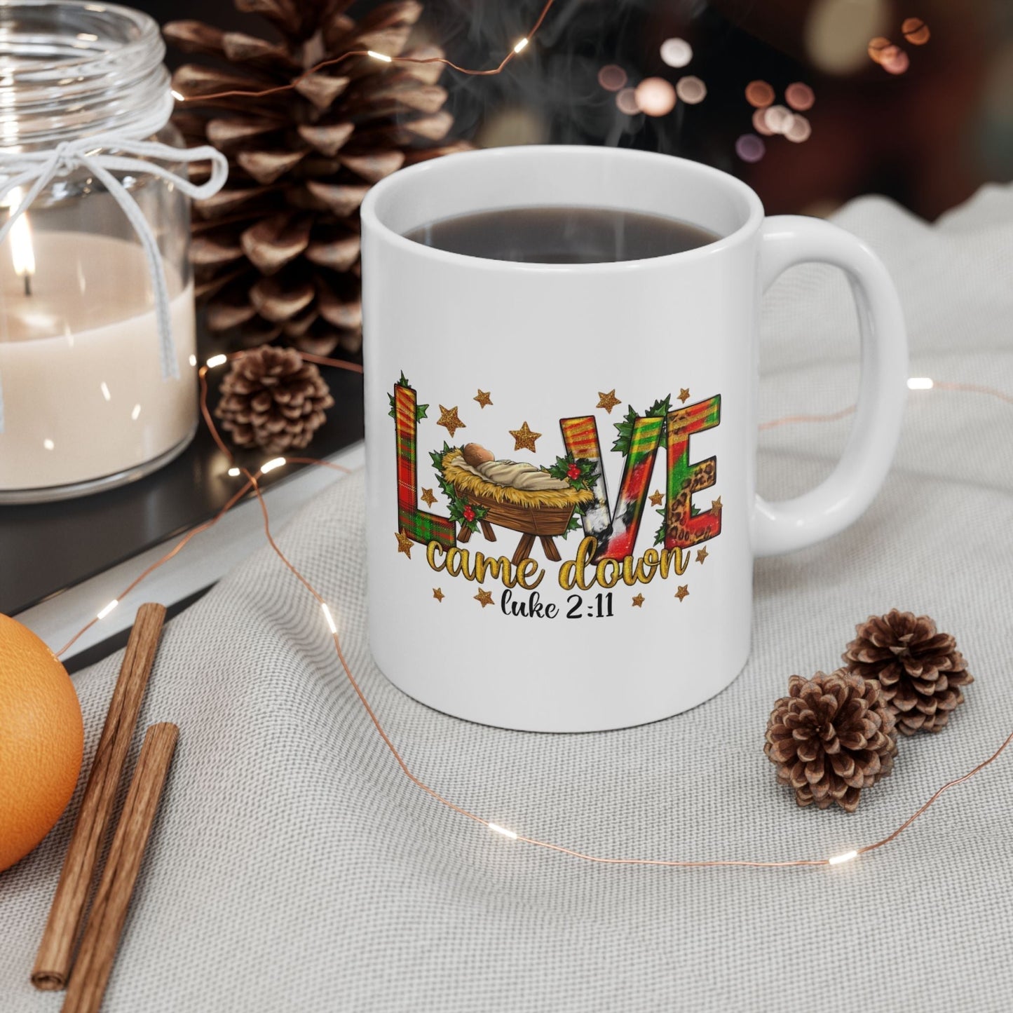 Love Came Down Christmas Mugs, Jesus Christian Gift