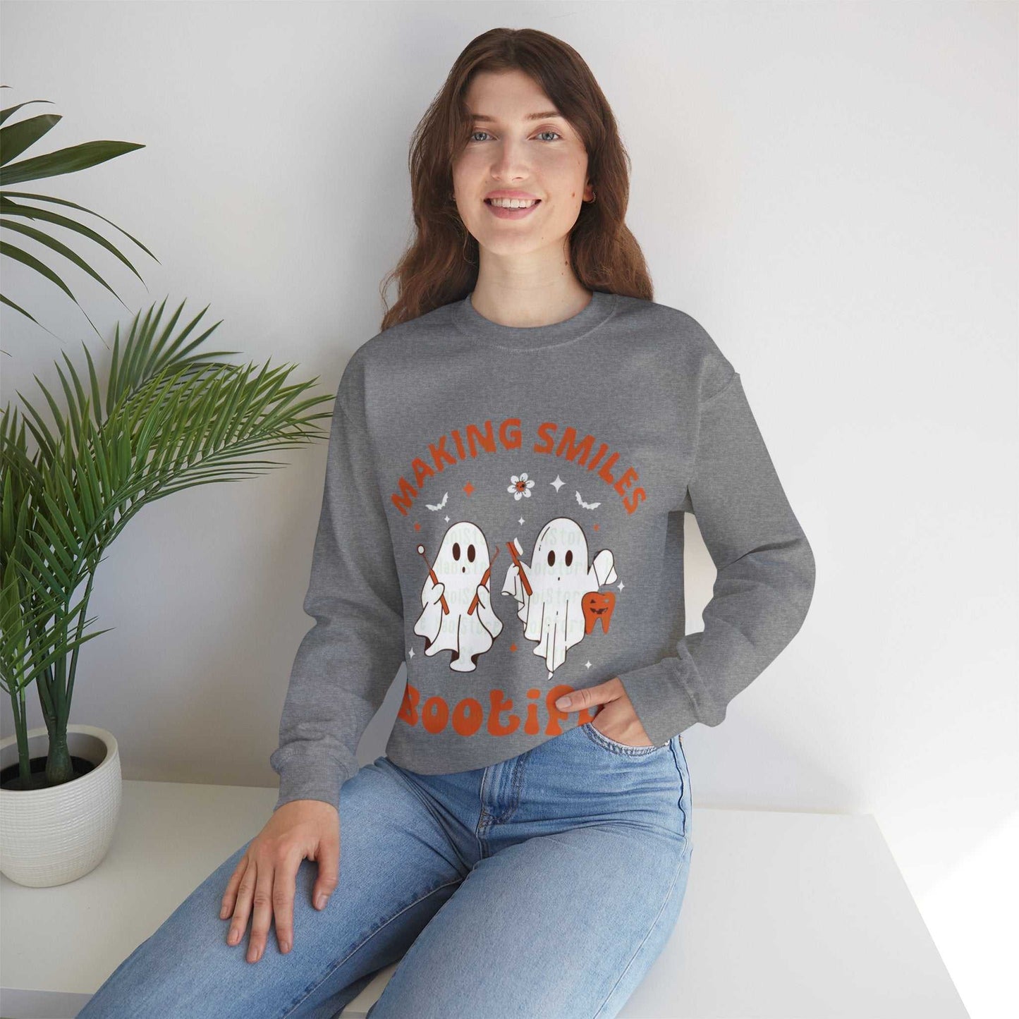 Ghostly Smiles Crewneck Sweatshirt, Cute Halloween Sweatshirt, Gift for Spooky Season