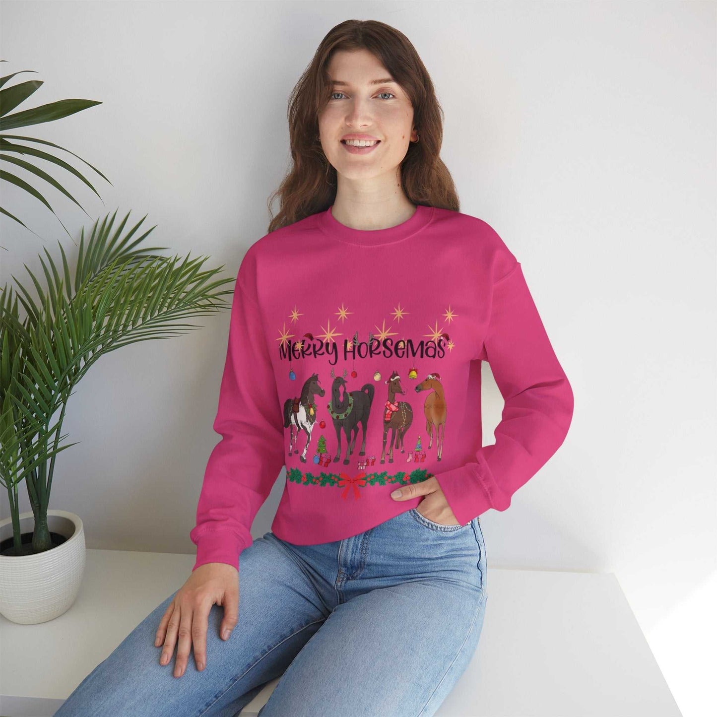 Christmas Horse Sweatshirt, Merry Horsemas Gift
