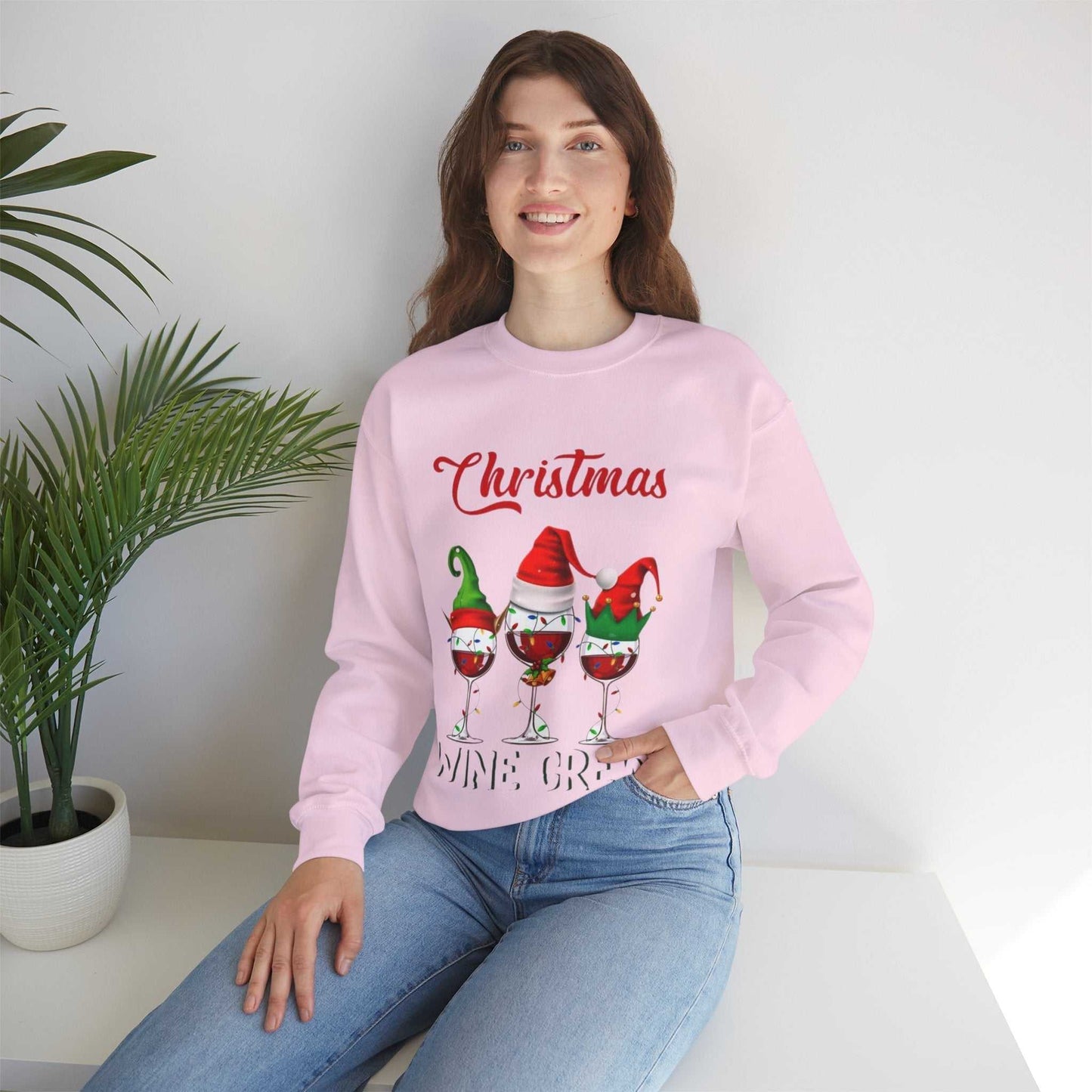 Christmas Wine Crew Sweatshirt, Gift for Wine Lover, Holiday Sweatshirt