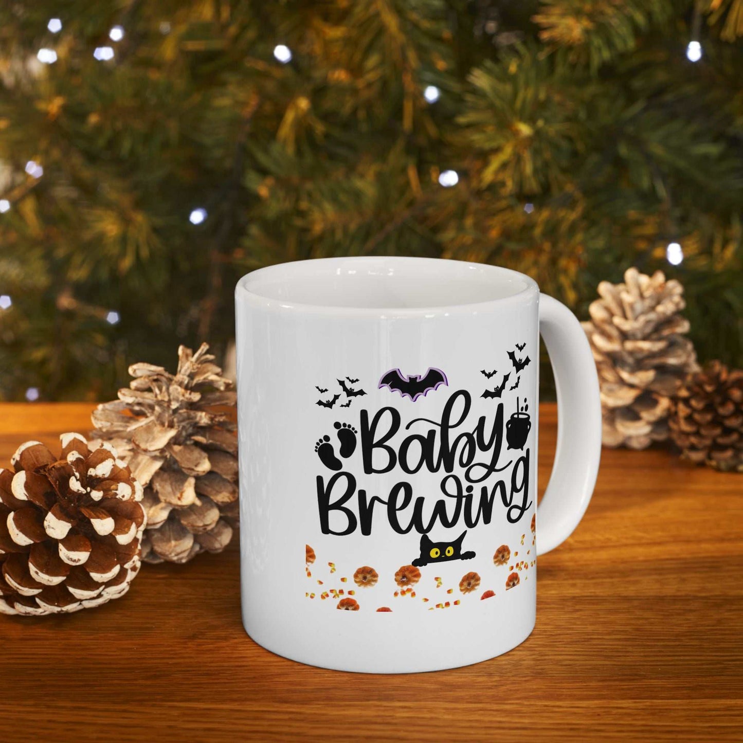 Baby Brewing Halloween Mugs, Spooky Maternity Gift, Pregnancy Mug