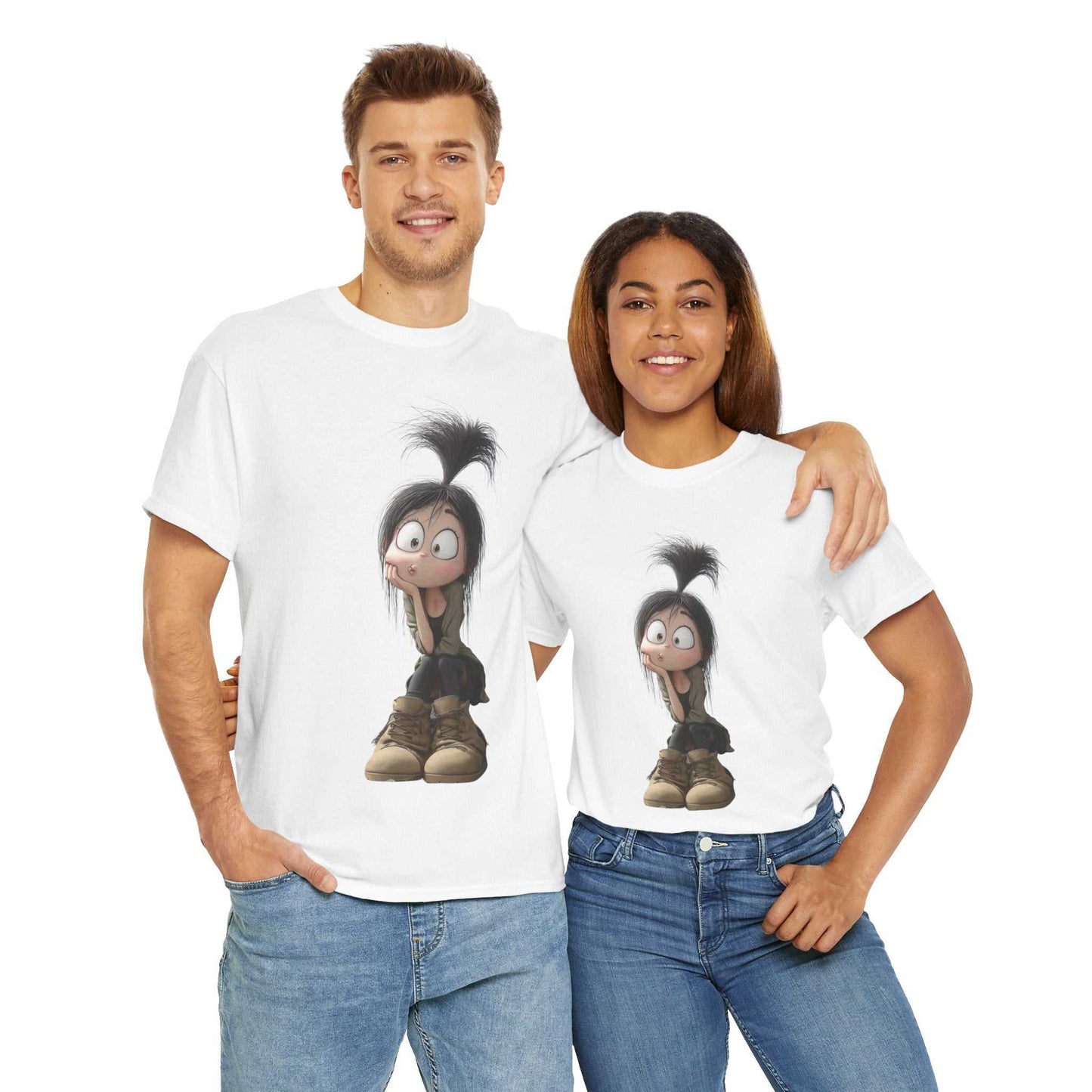 Whimsical Cartoon Character Tee, Fun Unisex Cotton Shirt Graphic Tee, Gift for Kids