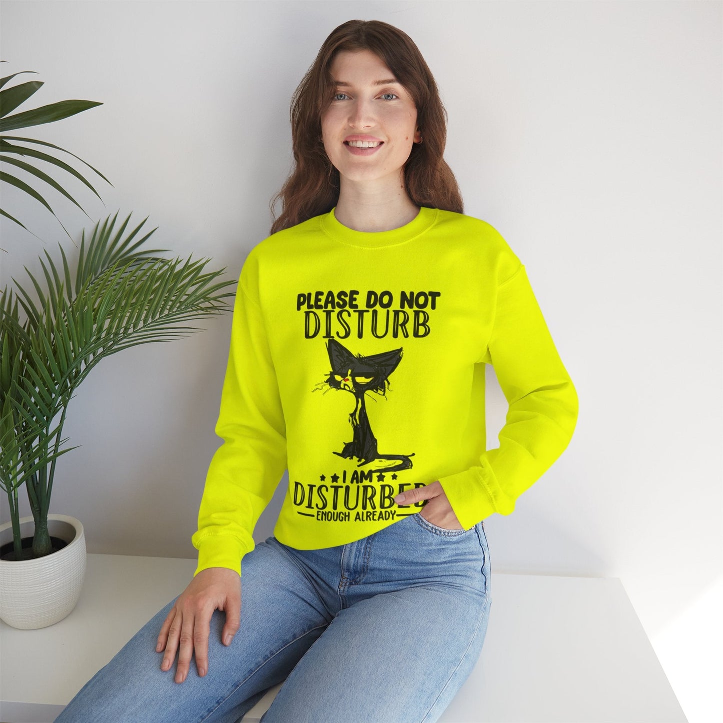Disturbed Cat Crewneck Sweatshirt - Unisex Heavy Blend™ - Perfect for Cat Lovers