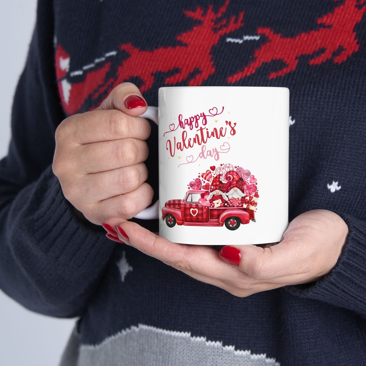 Valentines Day Truck Hearts Mug - Cute Love Gift | Romantic Coffee Cup