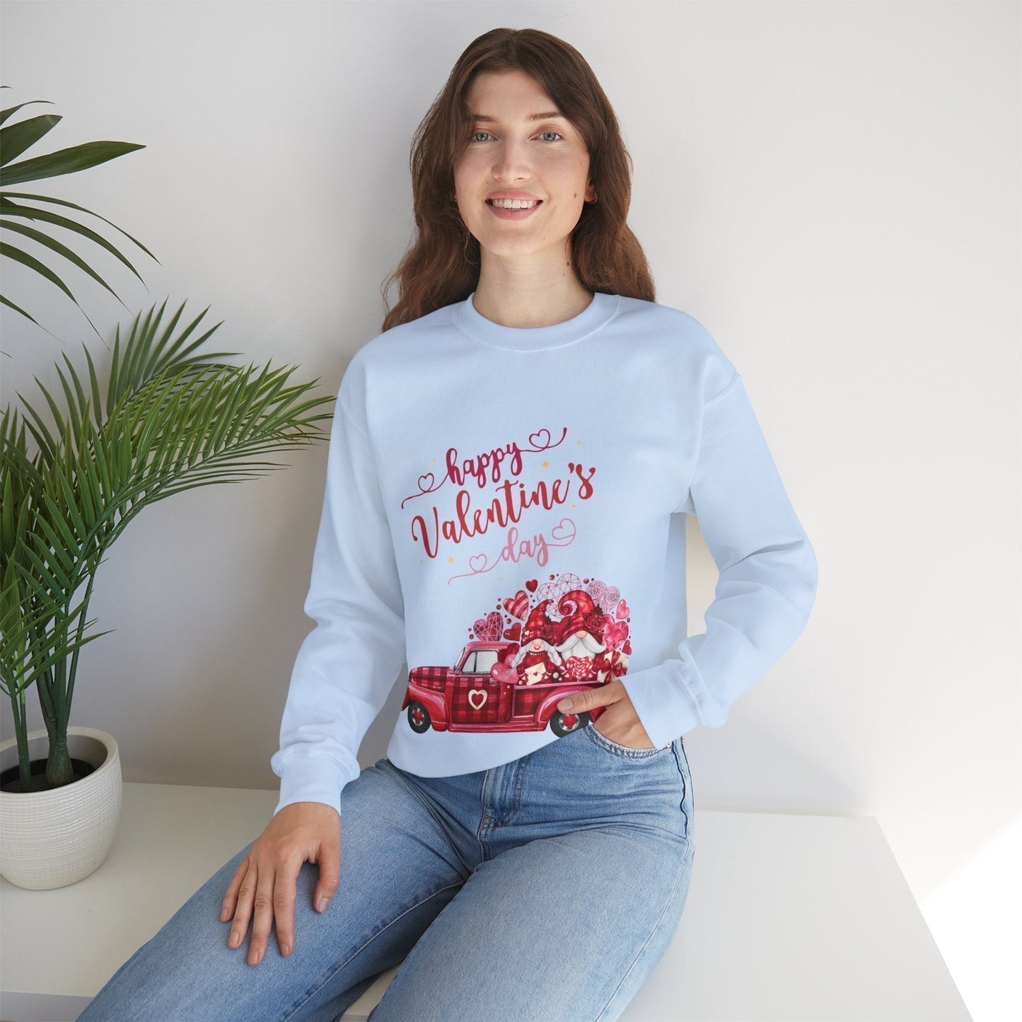 Valentines Day Truck Hearts Sweatshirt -Cute Love Gift for Valentines