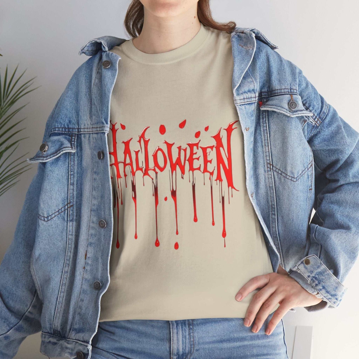 Halloween Blood Drip Unisex Heavy Cotton Tee, Spooky Shirt, Halloween Costume Gift