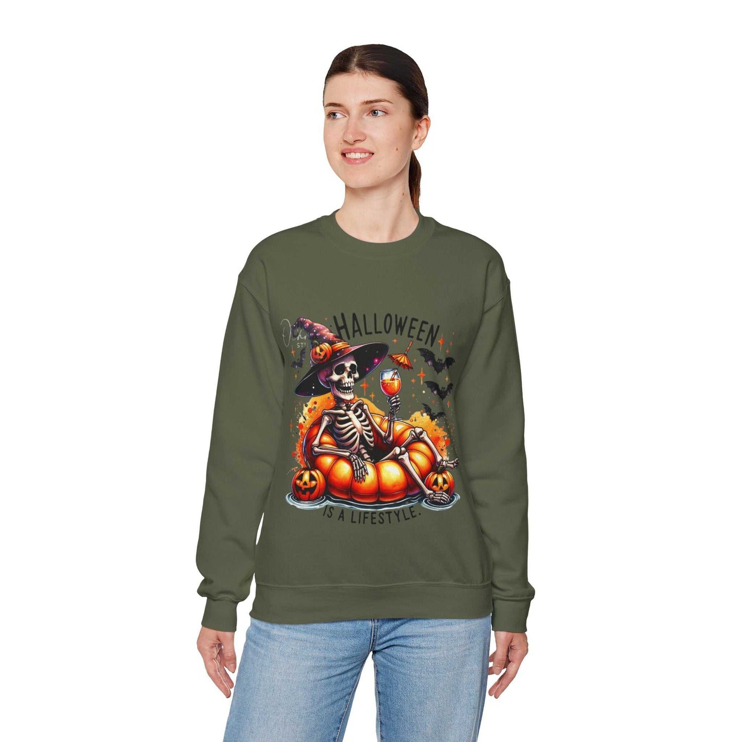 Halloween Skeleton Sweatshirt, Cozy Unisex Crewneck for Fall Celebrations, Perfect Gift