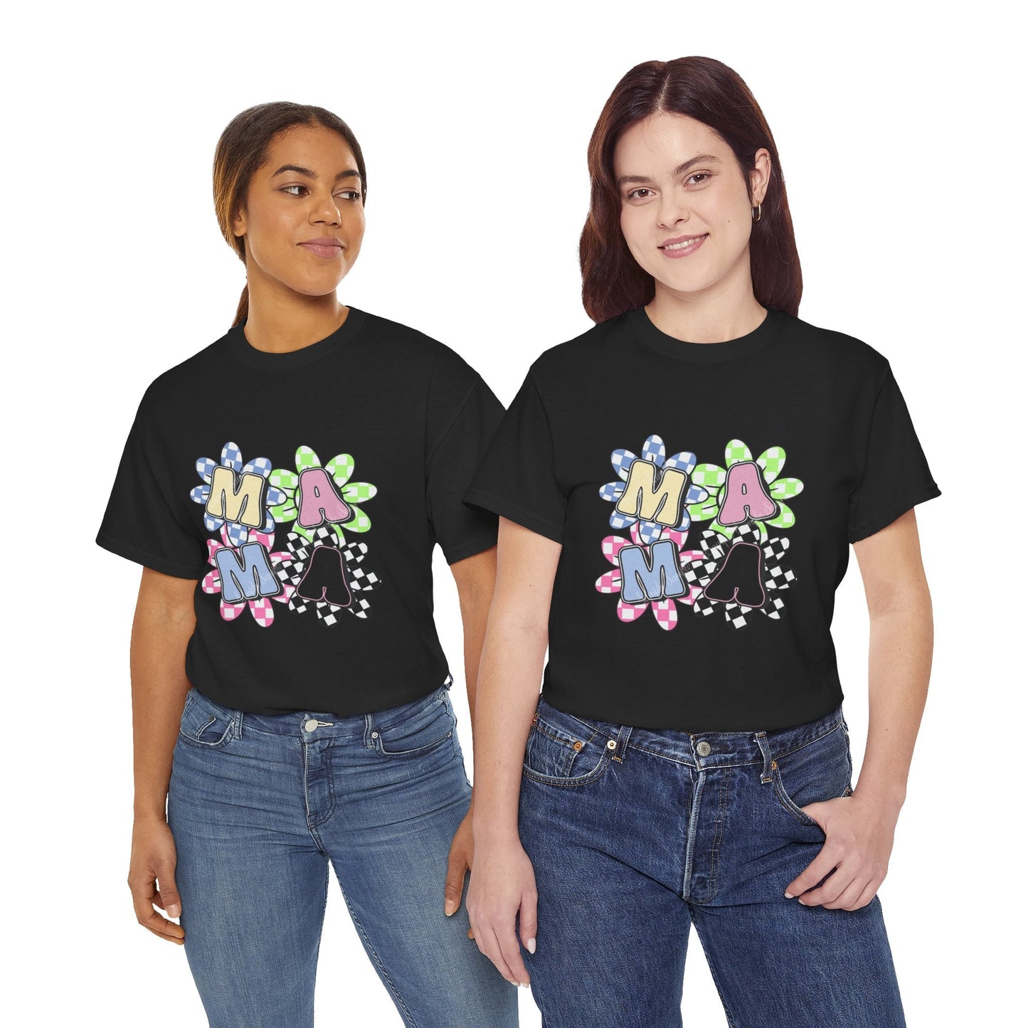 Colorful Mama Floral Tee Heavy Cotton Tee, Gift for Mom