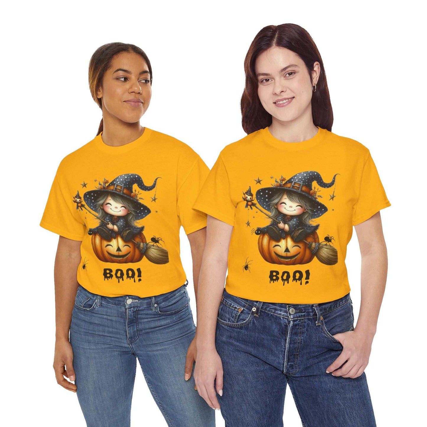 Halloween girl shirt featuring a cute ghost design on a unisex heavy cotton tee.
