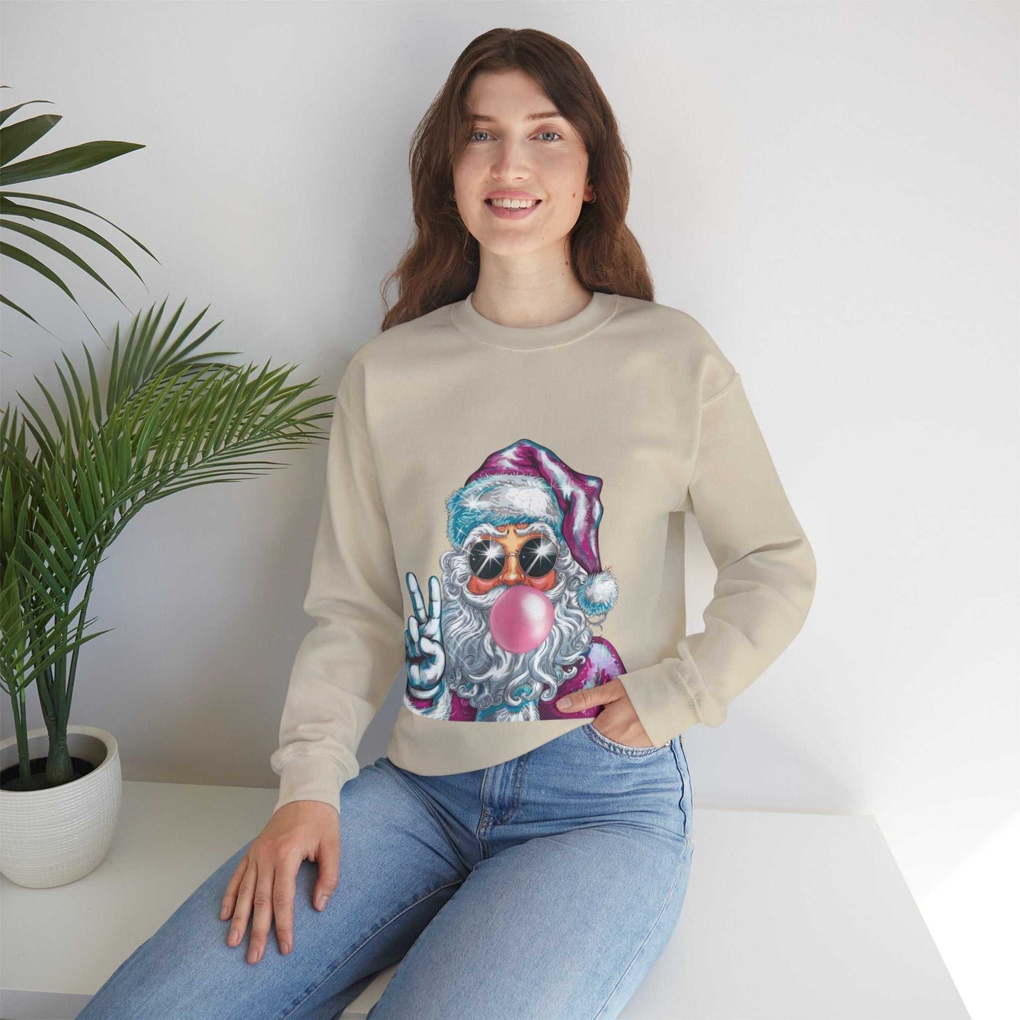 Santa Bubble Gum Christmas Sweatshirt, Funny Santa Gift, Christmas Sweater