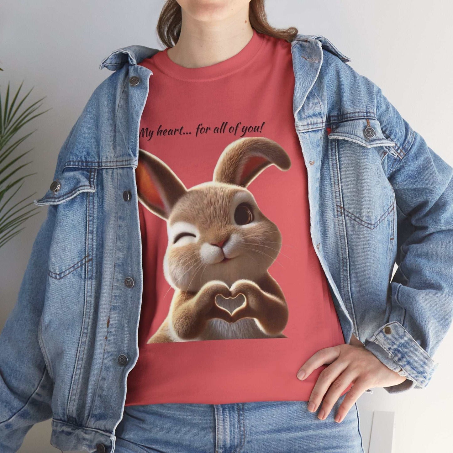 My Heart Bunny Unisex Heavy Cotton Tee, Cute Animal Shirt, Gift for Animal Lovers