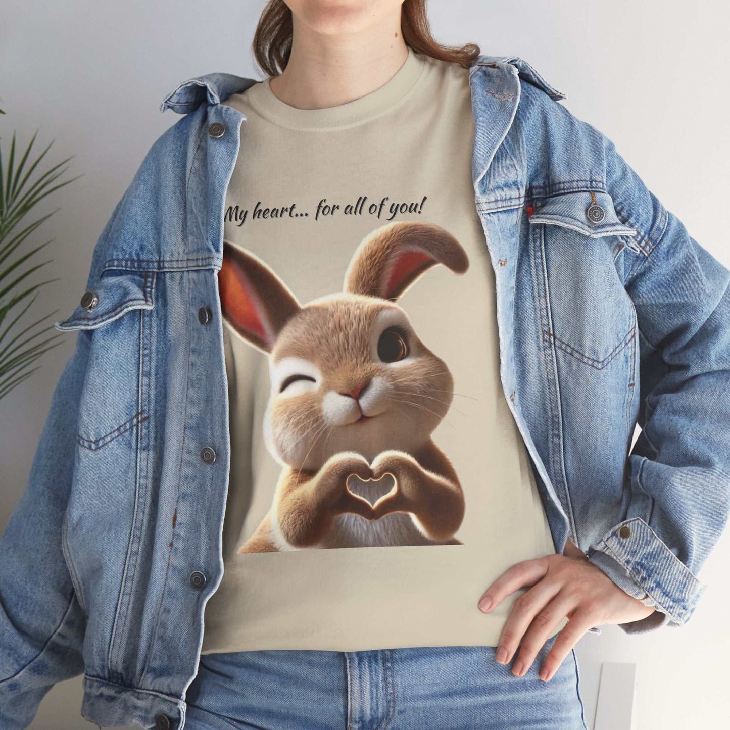 My Heart Bunny Unisex Heavy Cotton Tee, Cute Animal Shirt, Gift for Animal Lovers