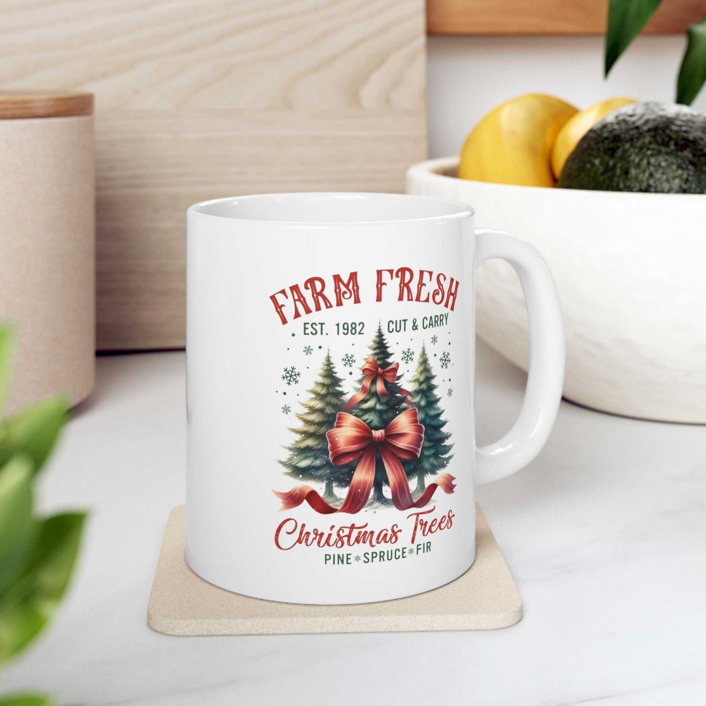 Farm Fresh Christmas Trees Mugs, Womens Christmas Gift, Christmas Tree Mug