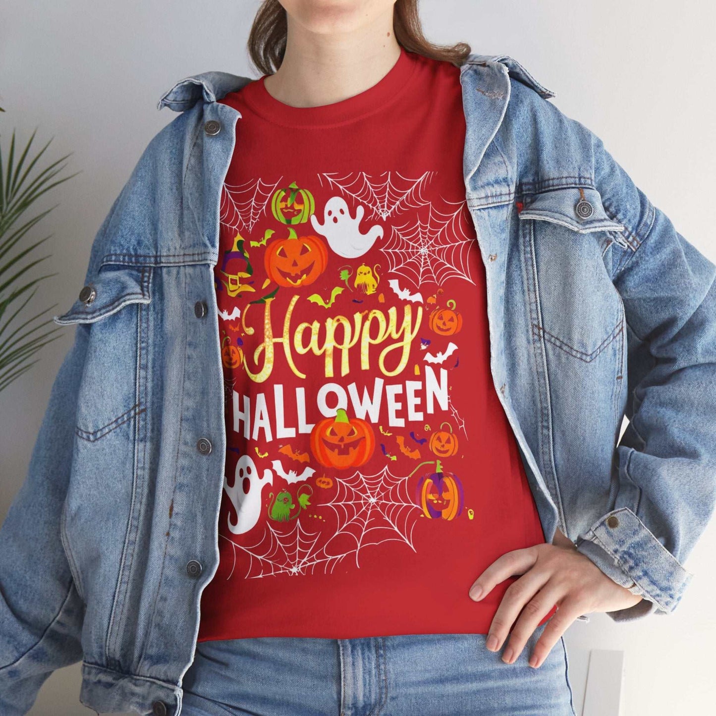 Happy Halloween Unisex Heavy Cotton Tee, Spooky T-Shirt, Fun Costume Gift