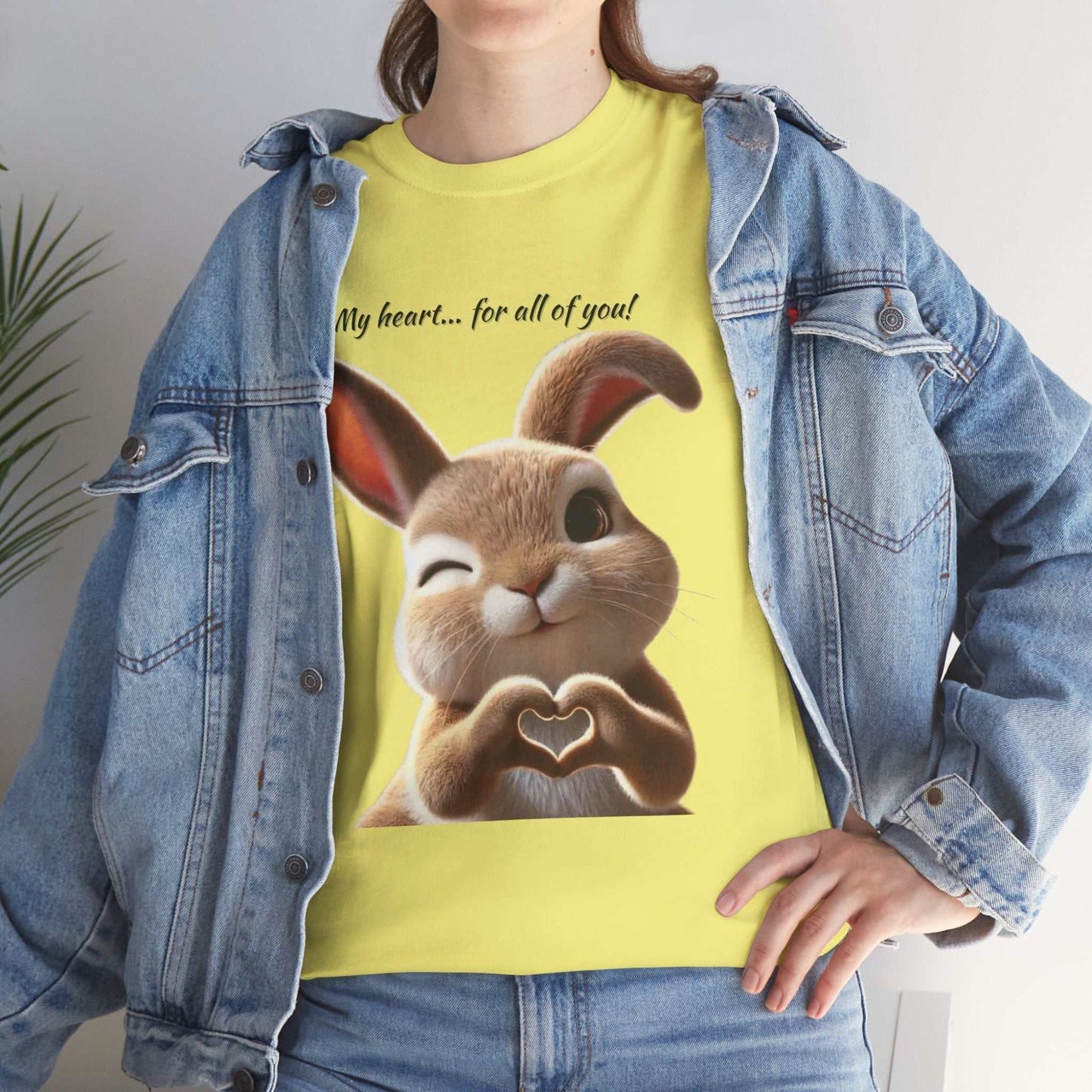 My Heart Bunny Unisex Heavy Cotton Tee, Cute Animal Shirt, Gift for Animal Lovers