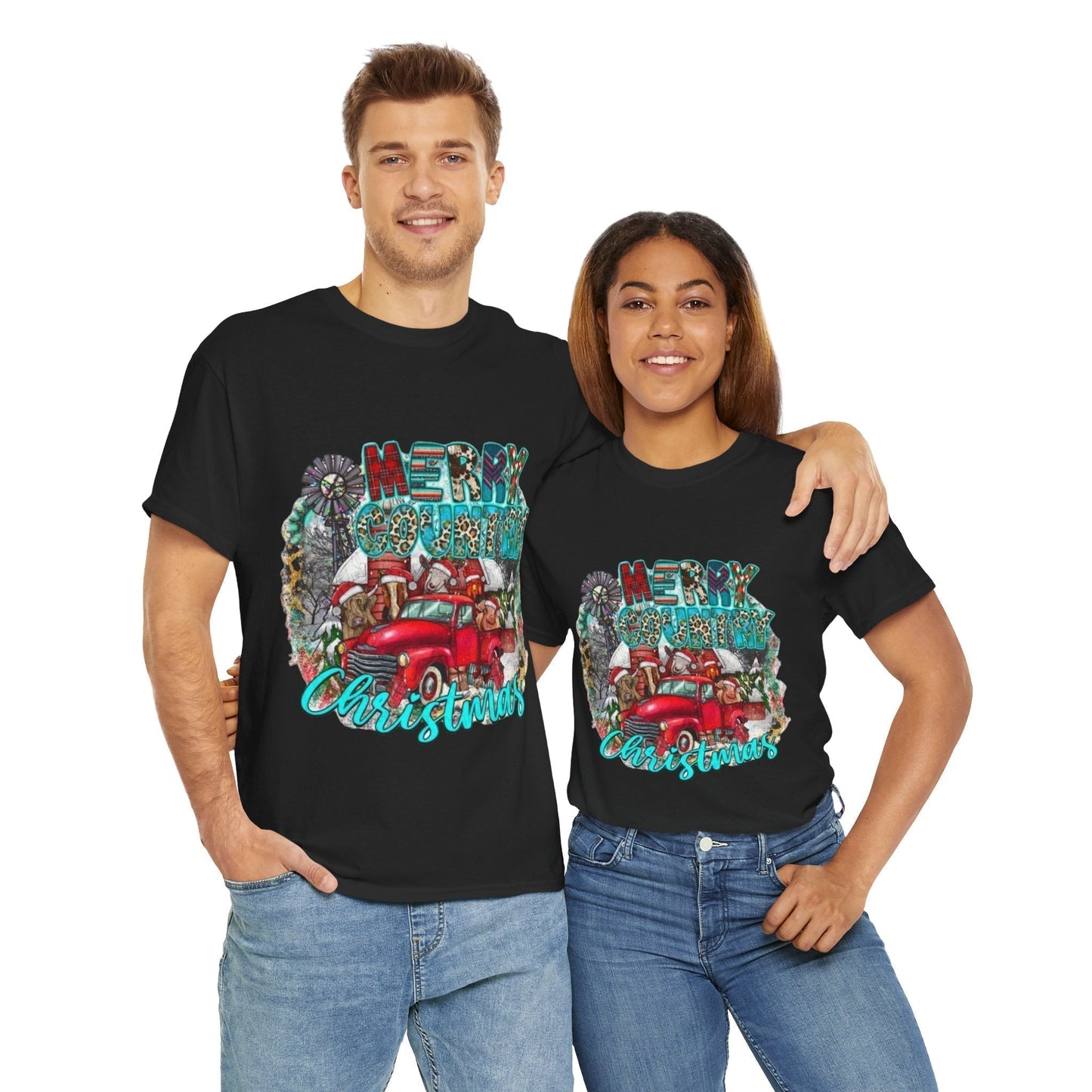 Merry Country Christmas T-Shirt, Retro Christmas Gift