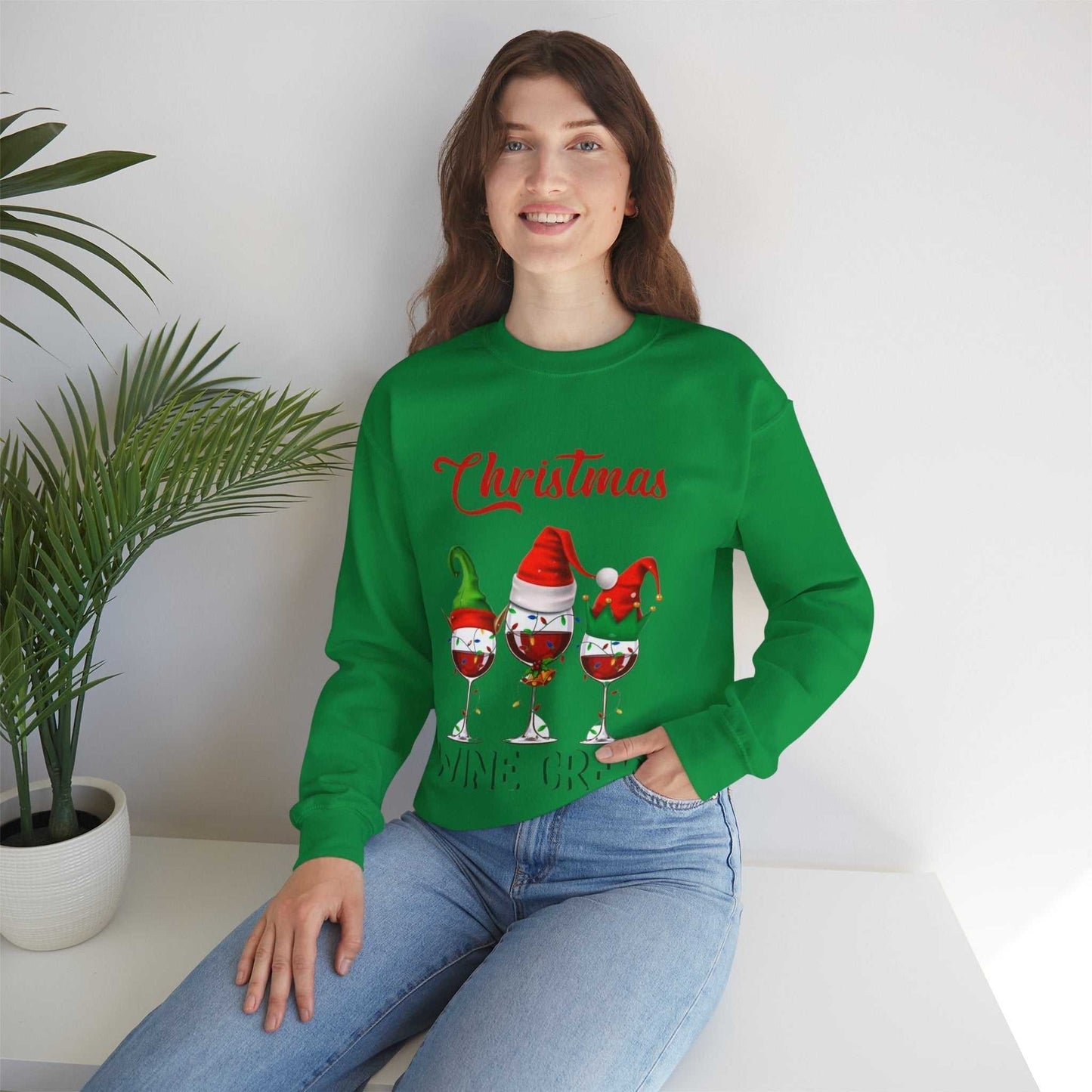 Christmas Wine Crew Sweatshirt, Gift for Wine Lover, Holiday Sweatshirt