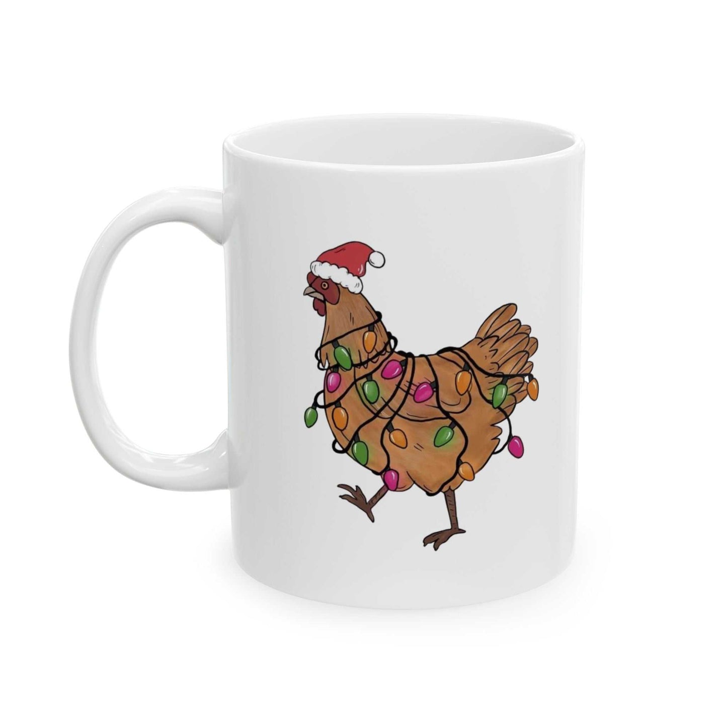 Funny Christmas Chicken Mugs, Christmas Gift for Farmer