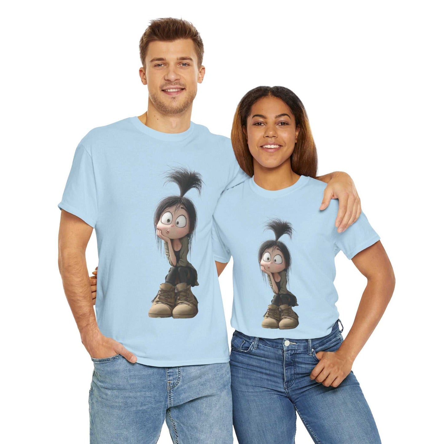 Whimsical Cartoon Character Tee, Fun Unisex Cotton Shirt Graphic Tee, Gift for Kids