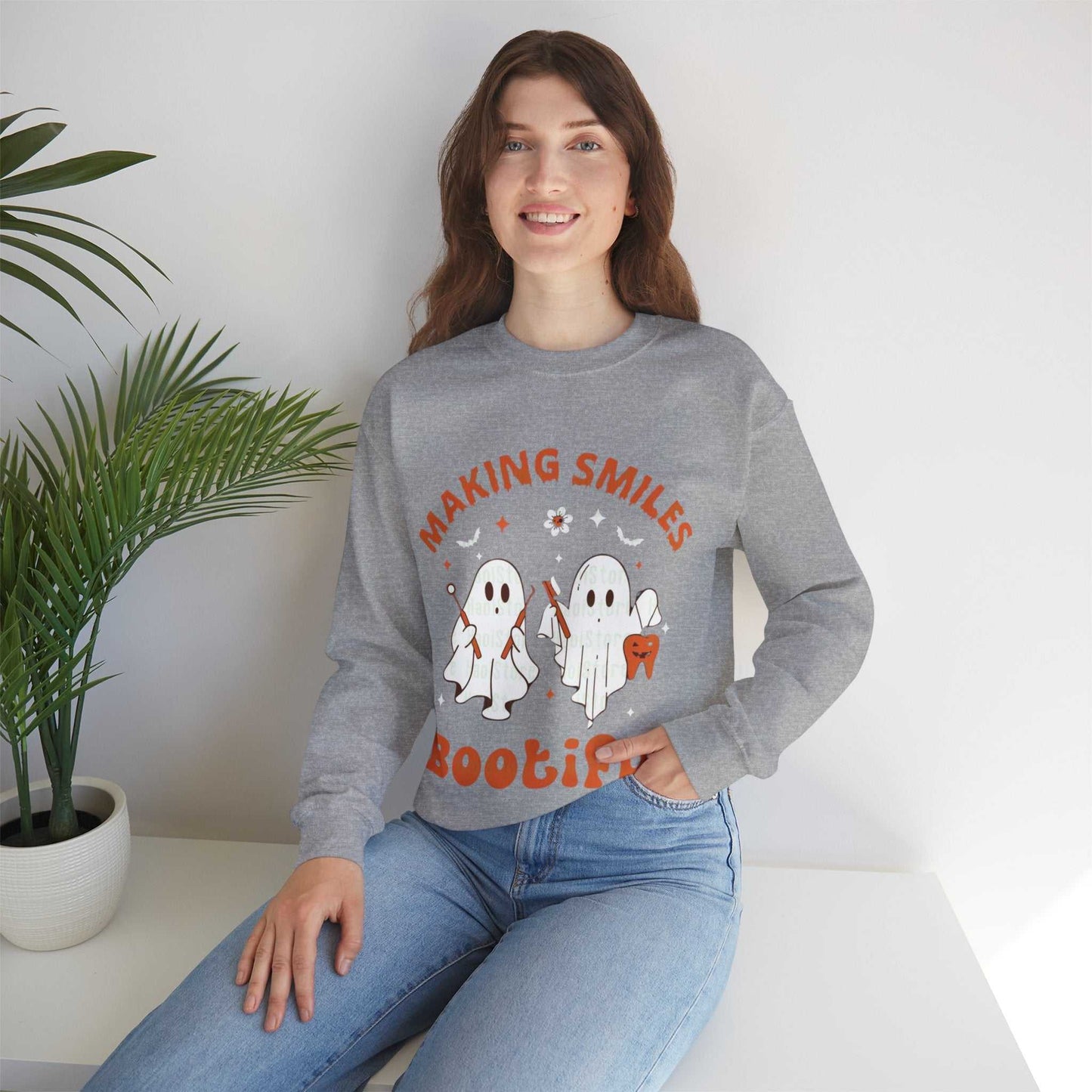Ghostly Smiles Crewneck Sweatshirt, Cute Halloween Sweatshirt, Gift for Spooky Season