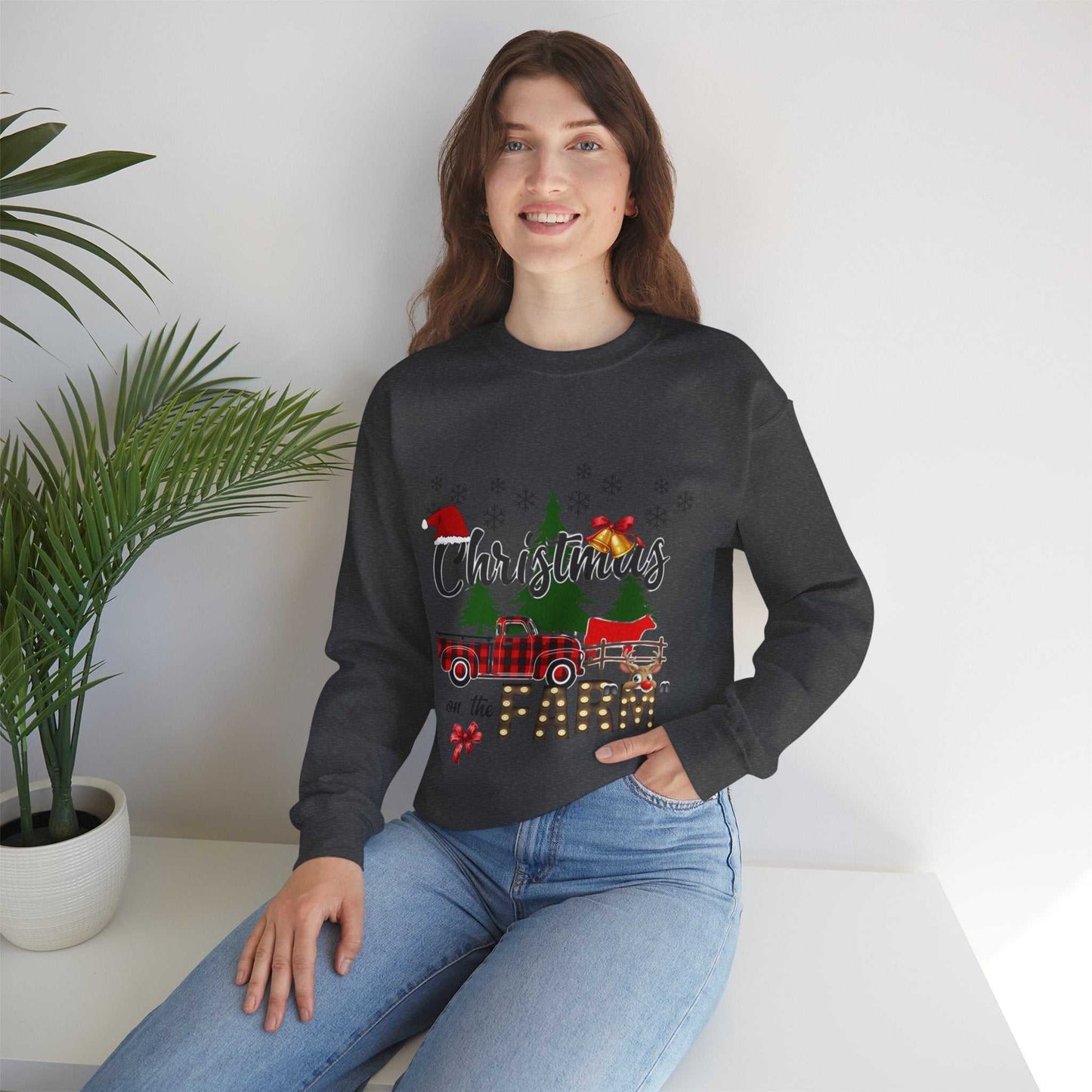 Christmas on the Farm Sweatshirt, Christmas Tree Gift