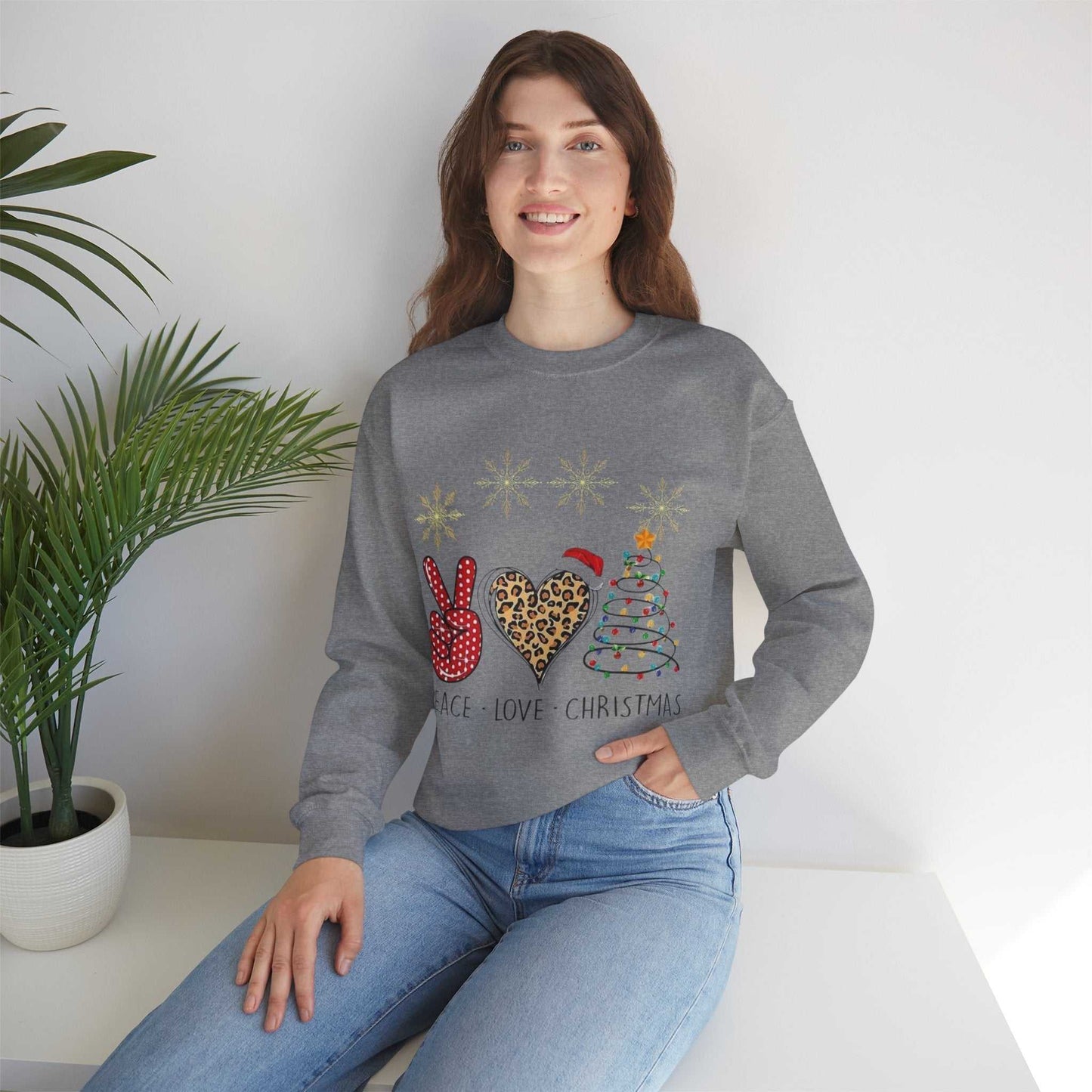 Peace Love Christmas Santa Sweatshirt, Funny Santa Gift, Holiday Sweatshirt