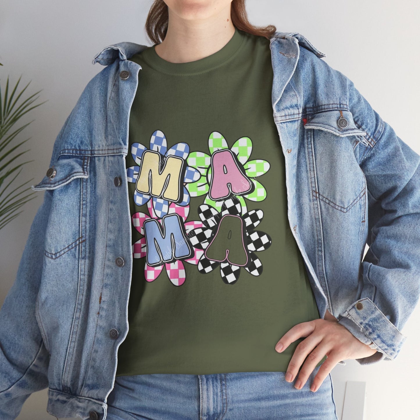 Colorful Mama Floral Tee Heavy Cotton Tee, Gift for Mom