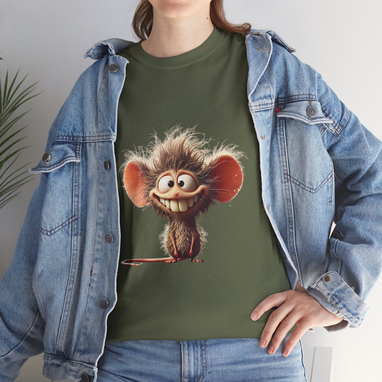 Funny Cartoon Mouse Unisex Heavy Cotton Tee - Perfect for Casual Wear and Gift Giving