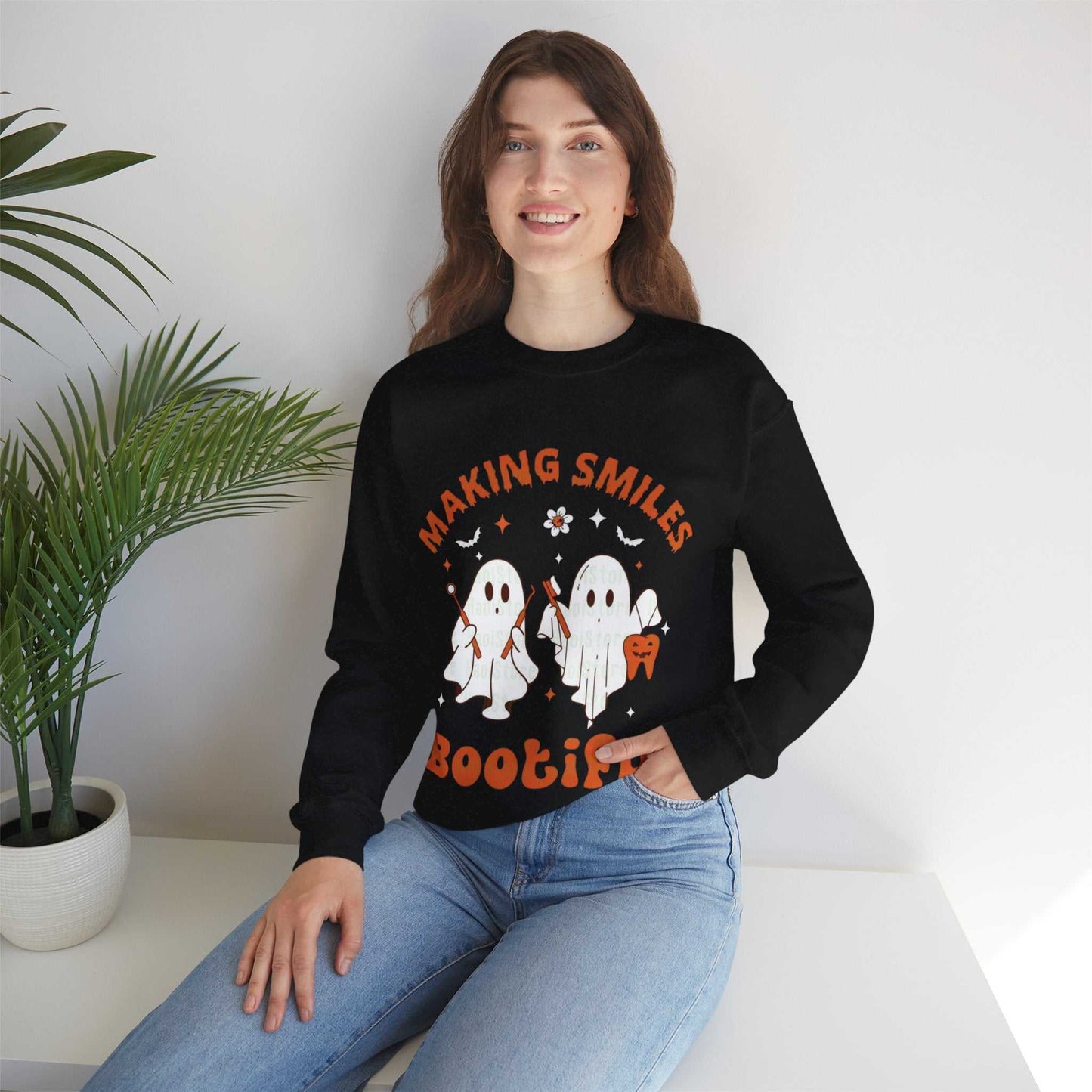 Ghostly Smiles Crewneck Sweatshirt, Cute Halloween Sweatshirt, Gift for Spooky Season