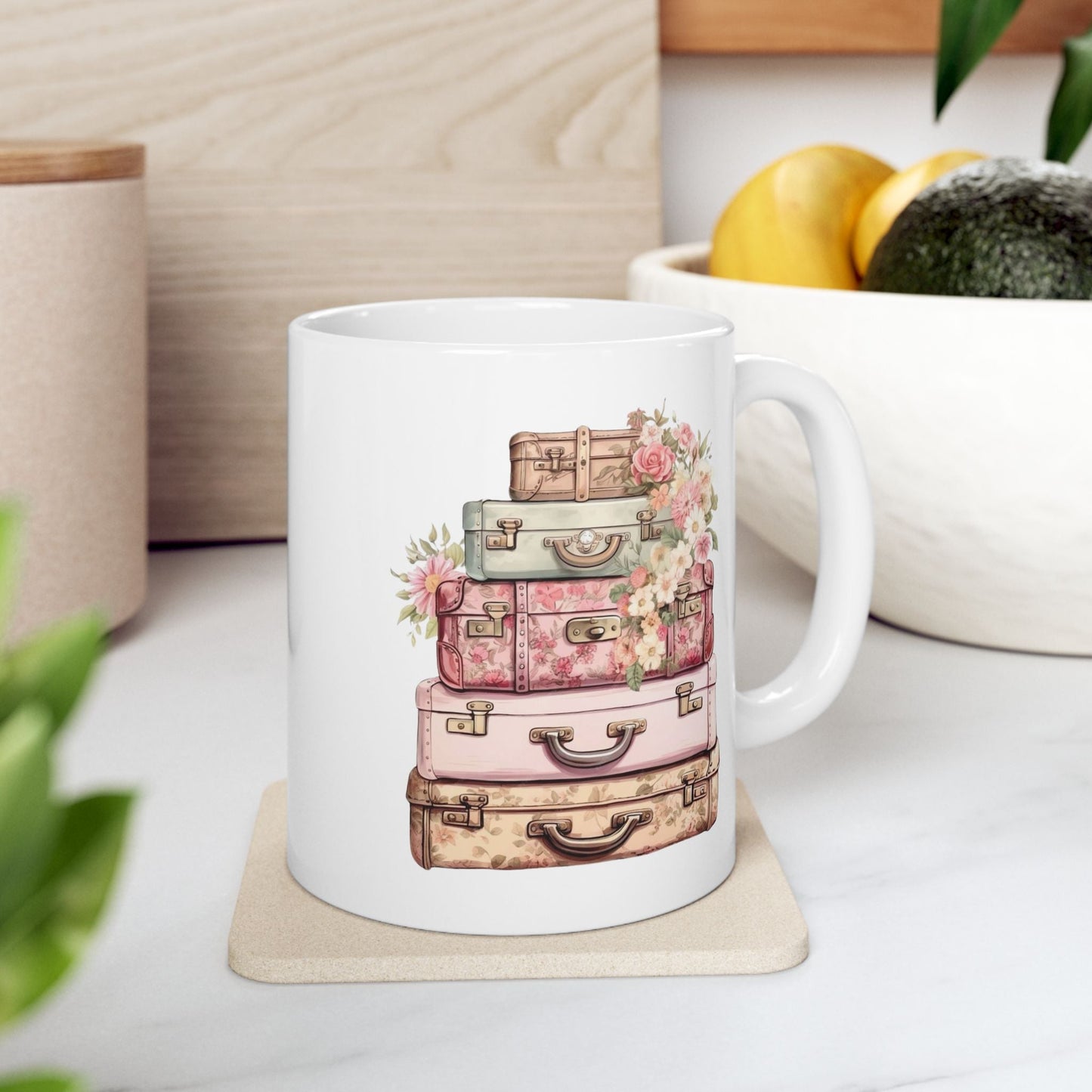 Vintage Floral Travel Ceramic Mug - Perfect for Coffee Lovers