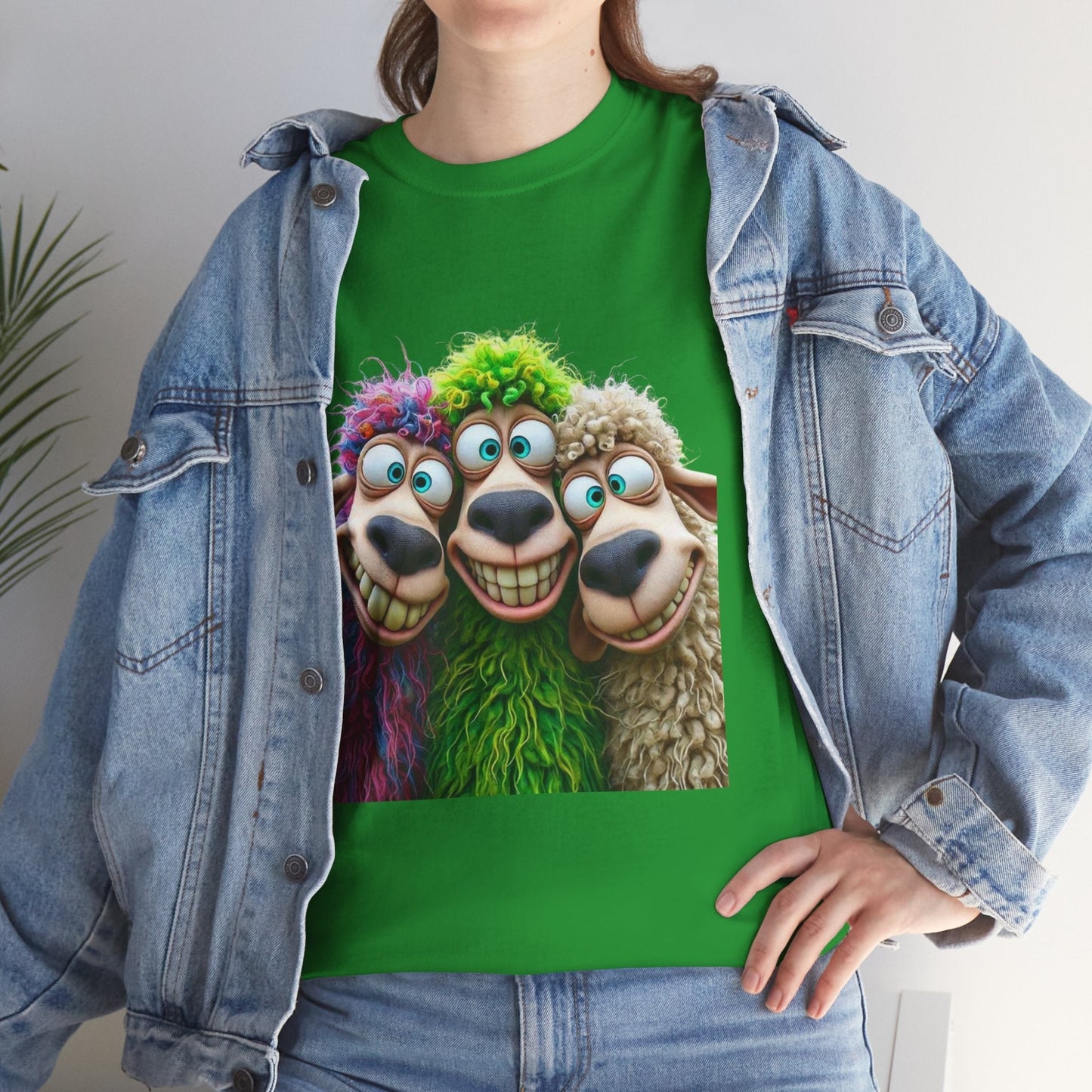 Whimsical Sheep Graphic Tee, Unisex Heavy Cotton Tee Gift