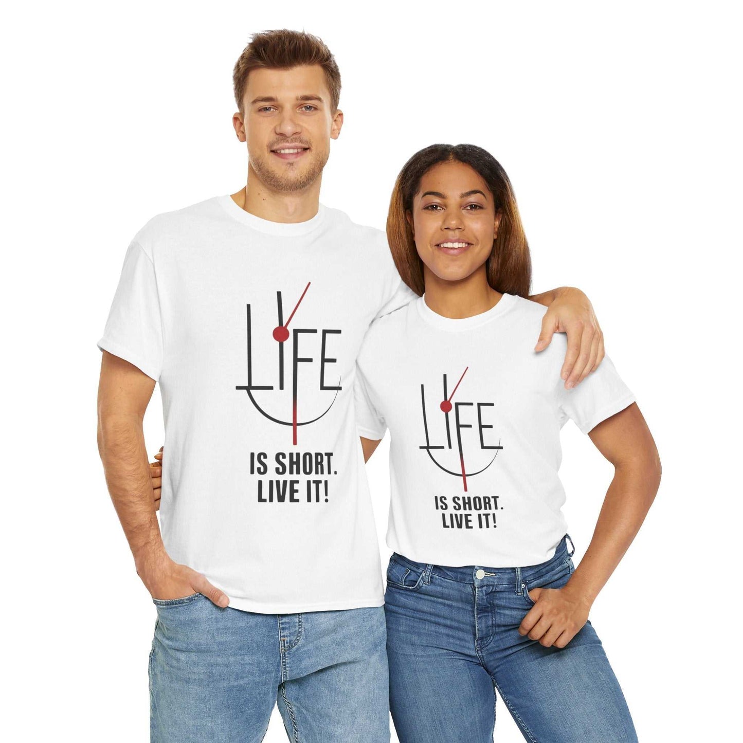 Life is Short, Live It! Unisex Heavy Cotton Tee - Motivational Shirt, Gift for Friends