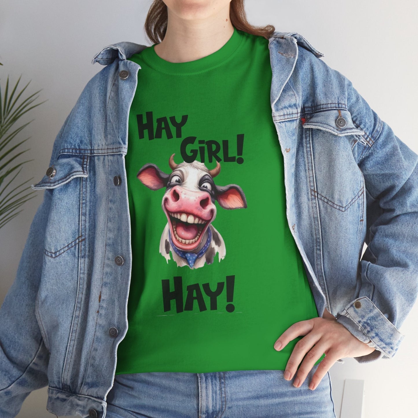 Funny Cow Graphic T-Shirt - 'Hay Girl! Hay!' Unisex Heavy Cotton Tee
