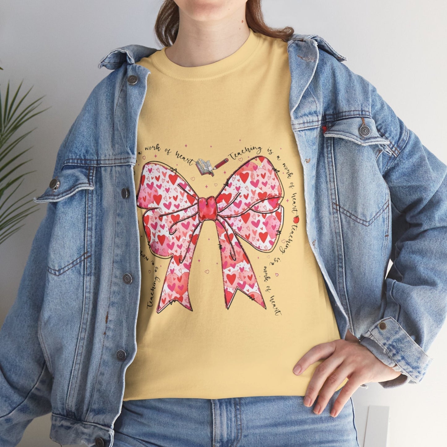 Teaching Is A Work Of Heart T-Shirt, Coquette Teacher Valentine Gift