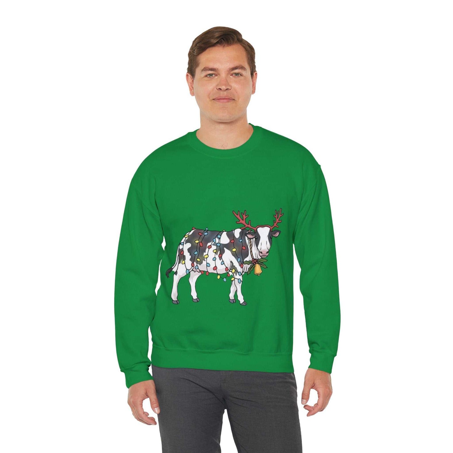Cute Cow Christmas Lights Sweatshirt, Cow Animal Lover Gift