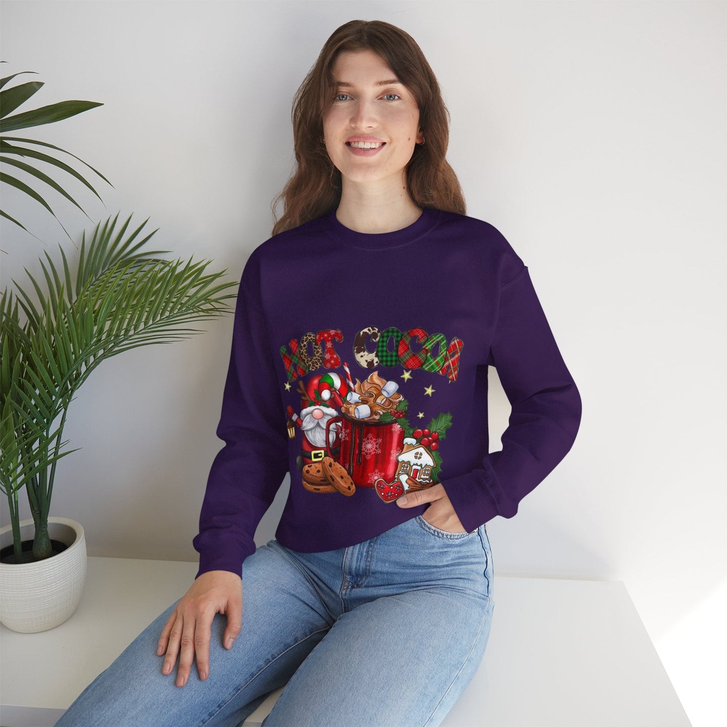 Hot Cocoa Christmas Movies Sweatshirt, Gnome Christmas Gift