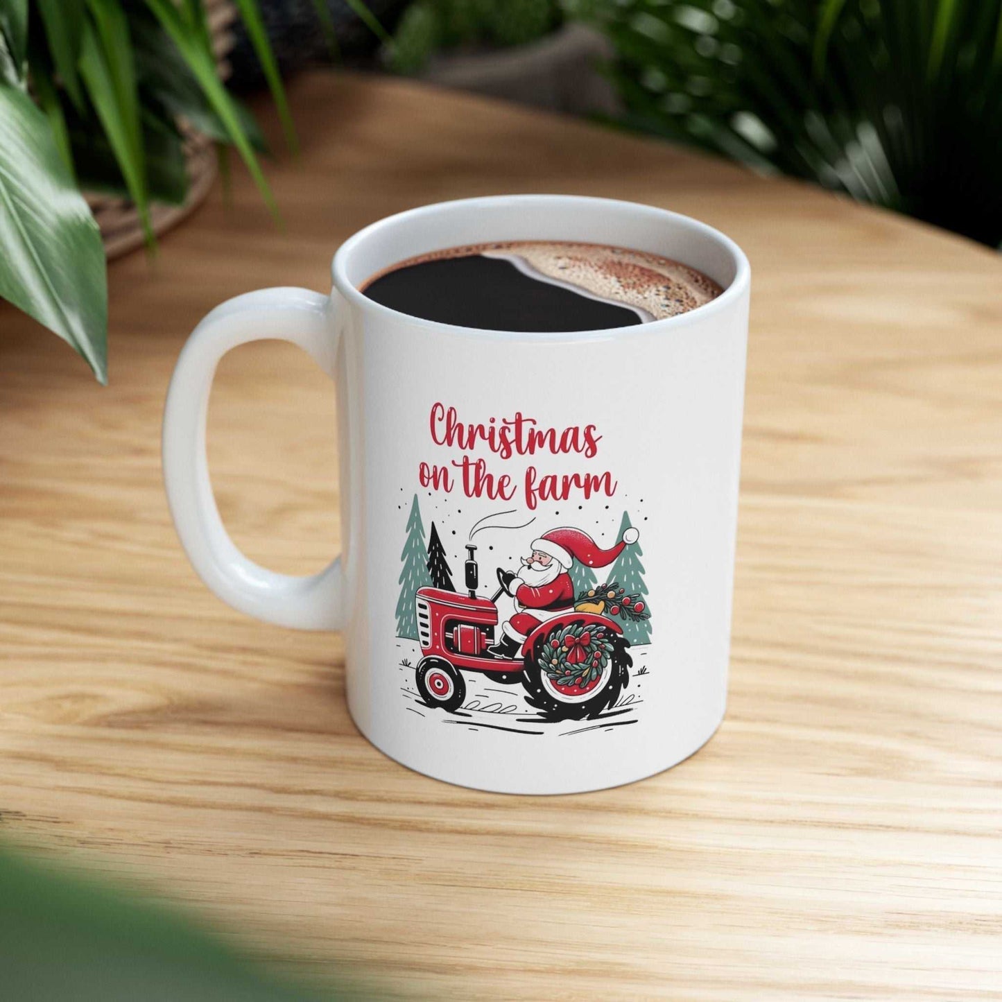 Christmas On The Farm Mugs, Country Christmas Gift, Tractor Christmas Mug