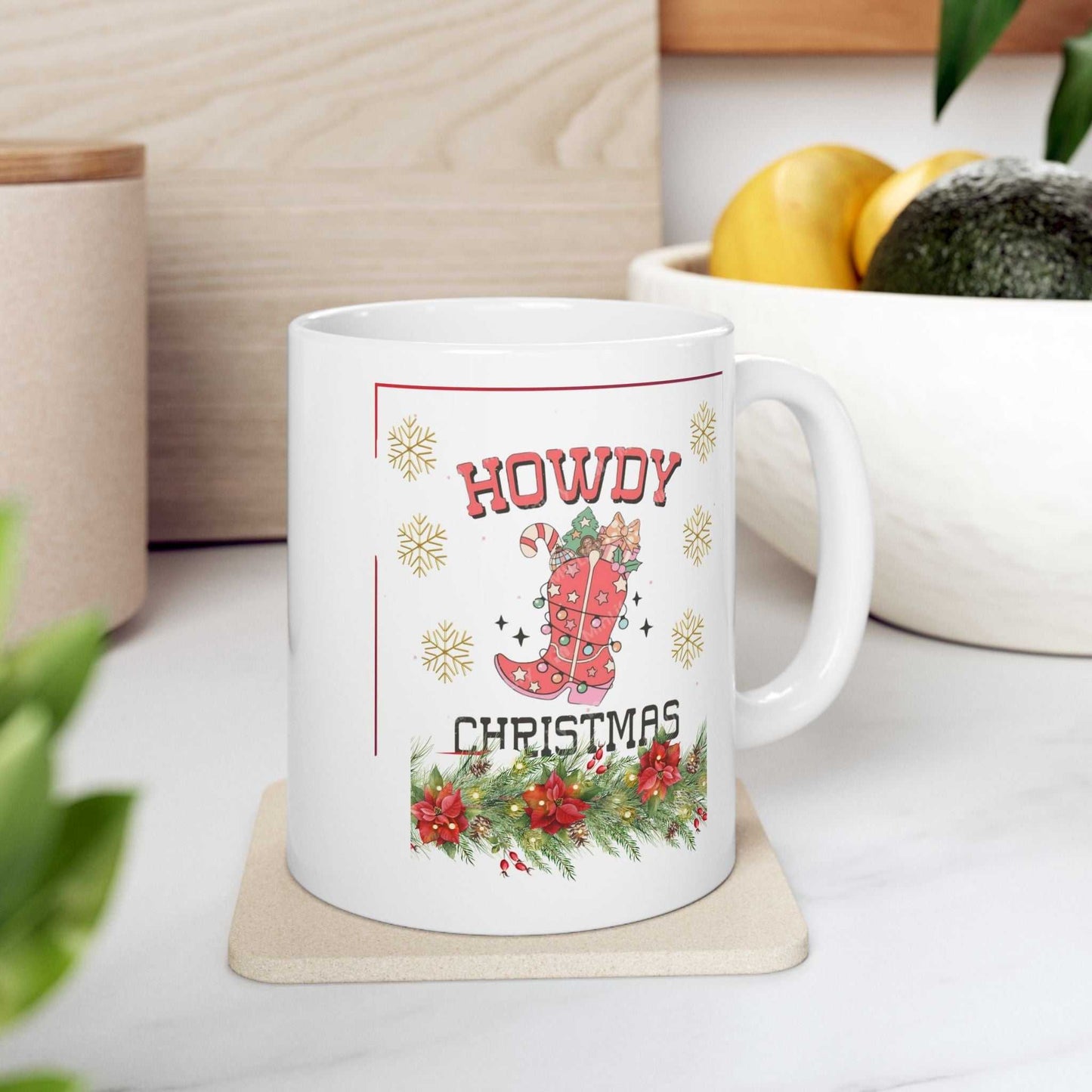 Howdy Christmas Mugs, Cowboy Christmas Gift