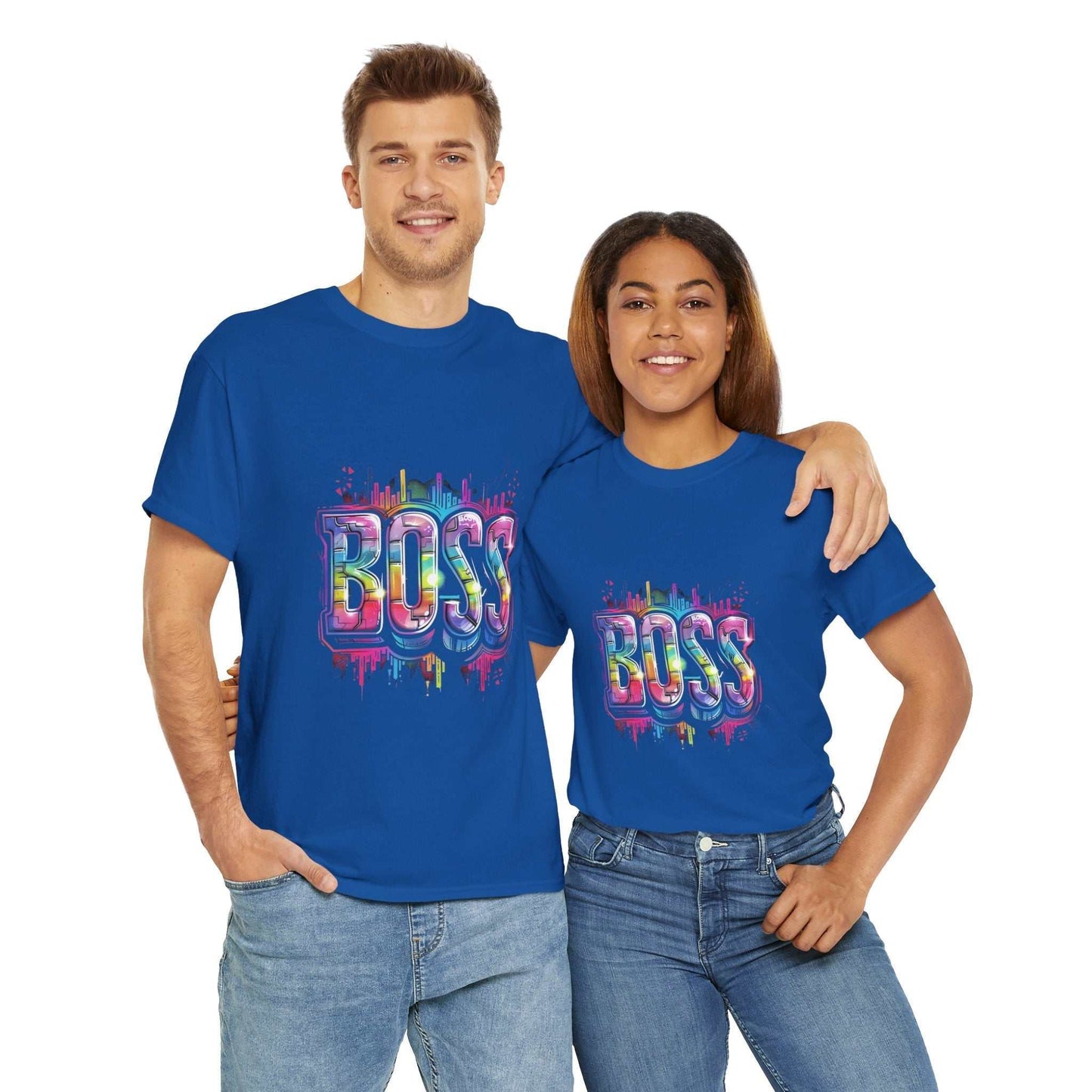 Motivational tee for entrepreneurs, Colorful 'BOSS' Unisex Heavy Cotton Tee - Gift for Entrepreneurs