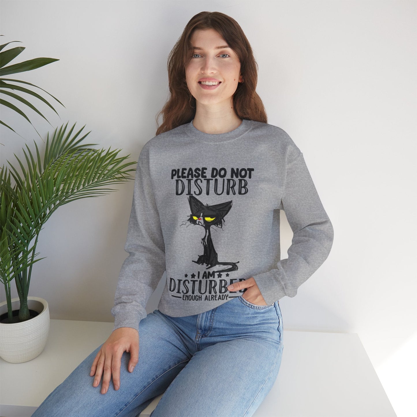 Disturbed Cat Crewneck Sweatshirt - Unisex Heavy Blend™ - Perfect for Cat Lovers