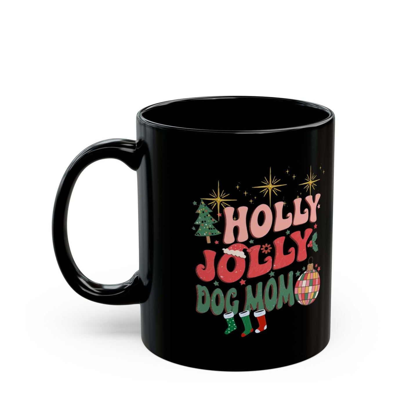 Retro Christmas Mugs, Holly Jolly Dog Mom Gift