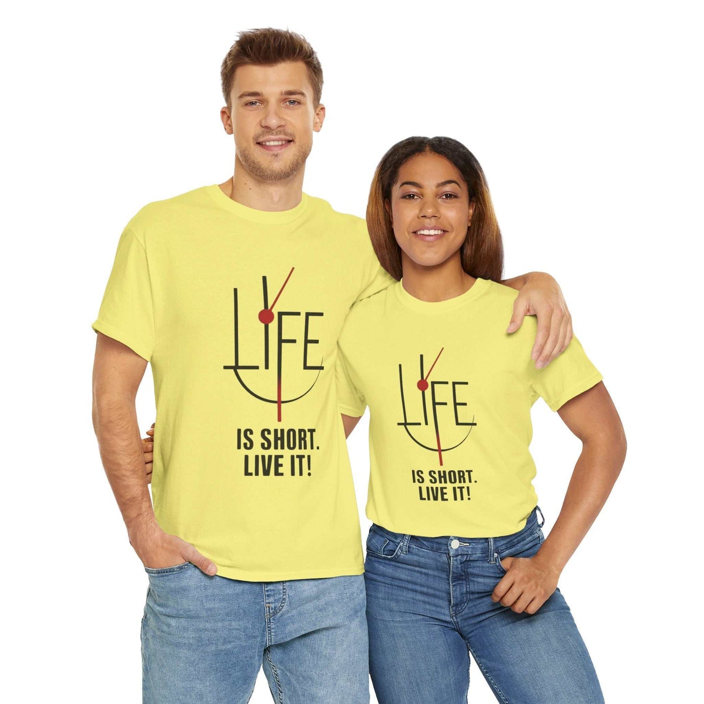 Life is Short, Live It! Unisex Heavy Cotton Tee - Motivational Shirt, Gift for Friends