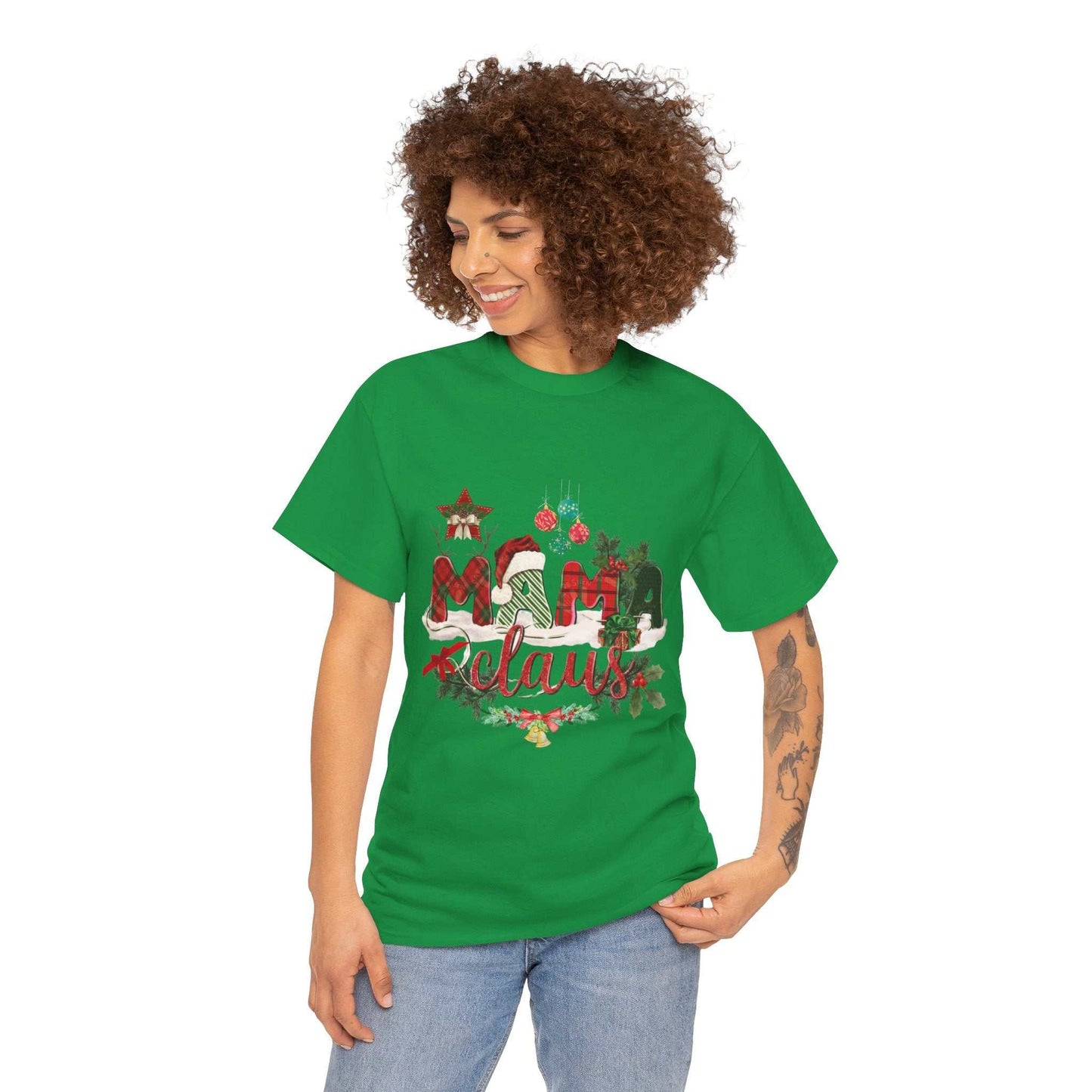 Mama Claus Christmas Shirt featuring festive design, ideal holiday gift for moms.