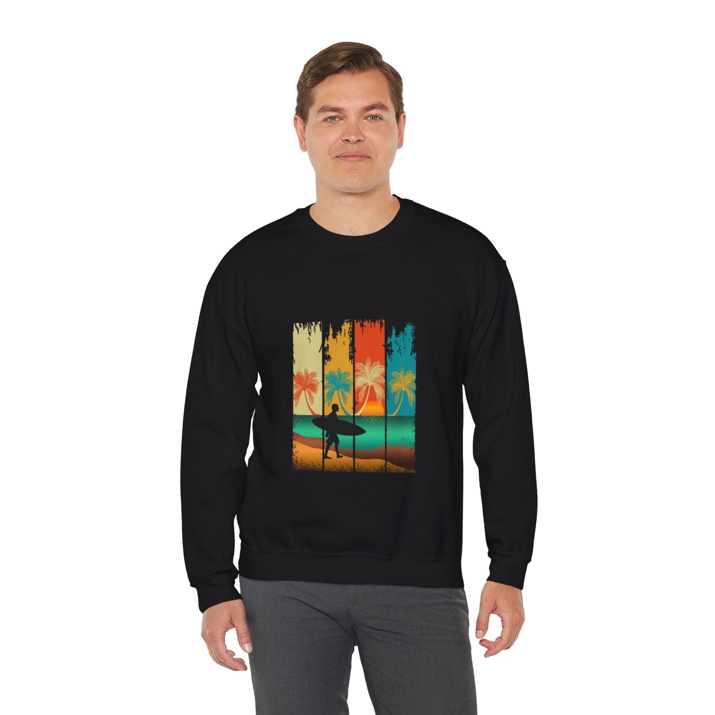 Tropical Sunset Sweatshirt, Relaxed Vibes Crewneck, Beach Lover Gift