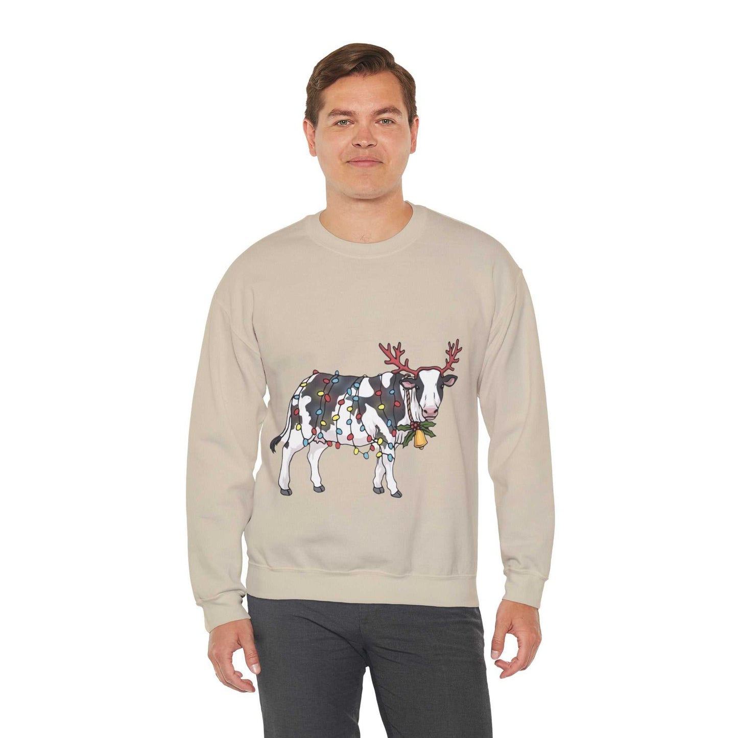 Cute Cow Christmas Lights Sweatshirt, Cow Animal Lover Gift